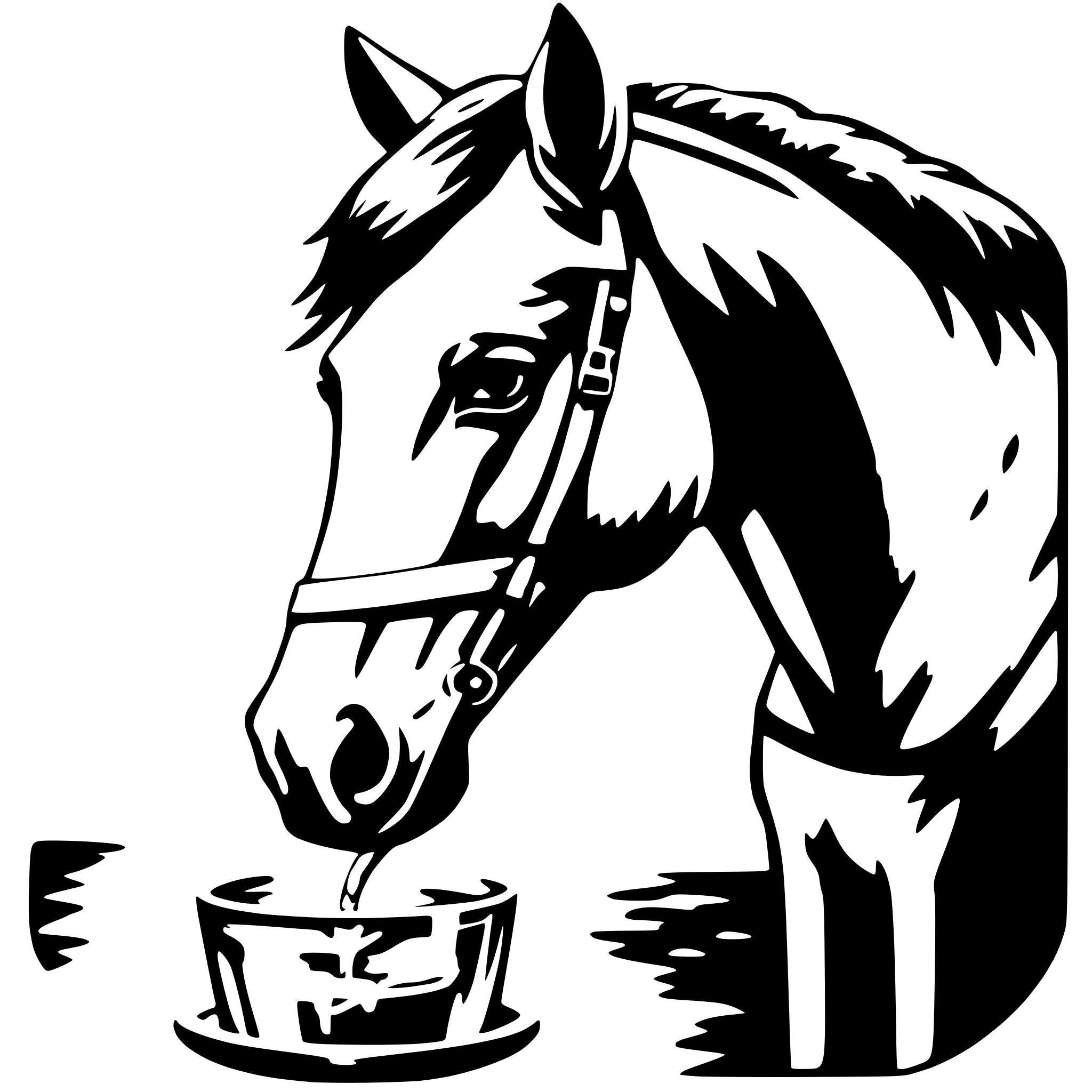 AI-generated SVG of a horse drinking