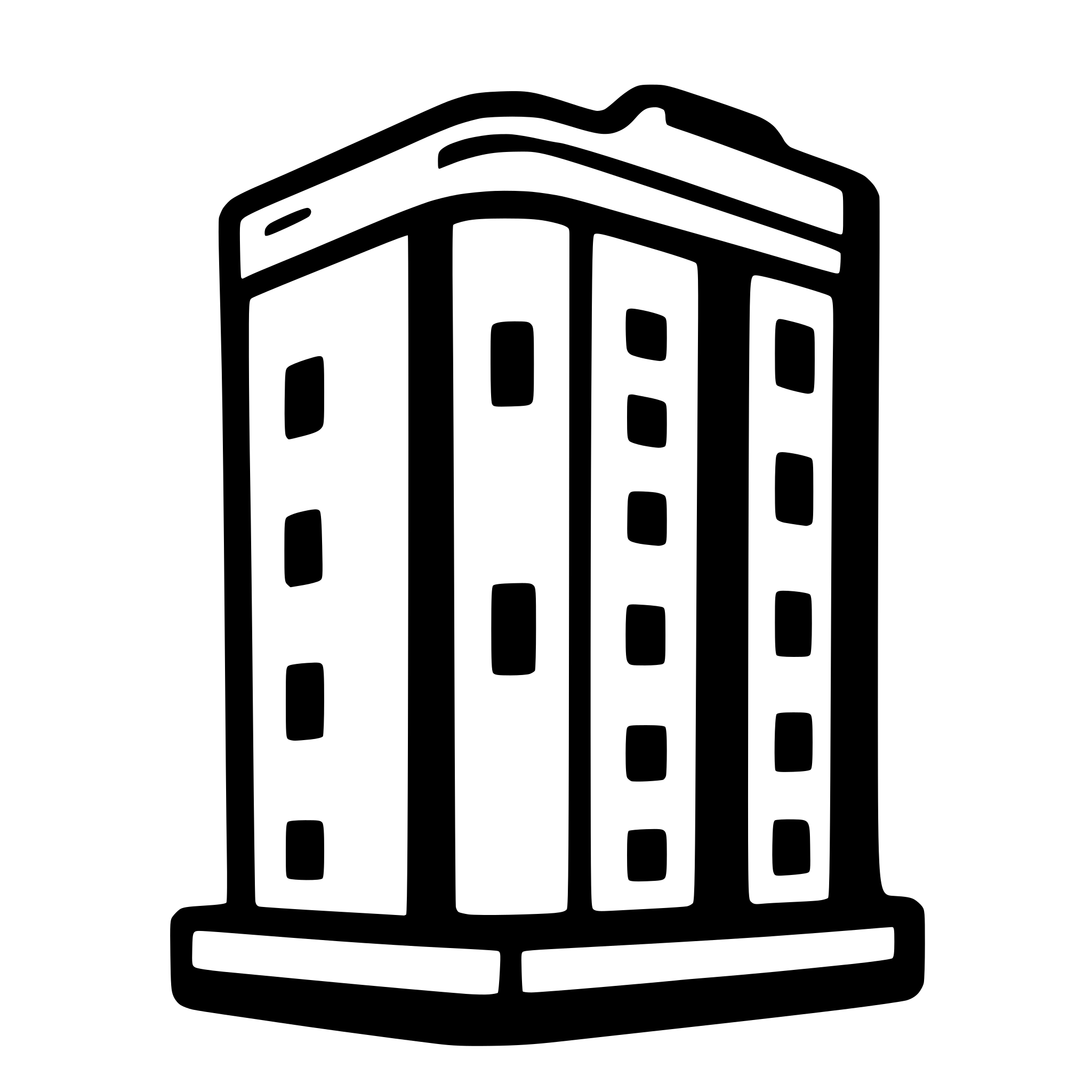 AI-generated SVG of a Simple rectangle representing a company building with 6 windows seen from the front.
