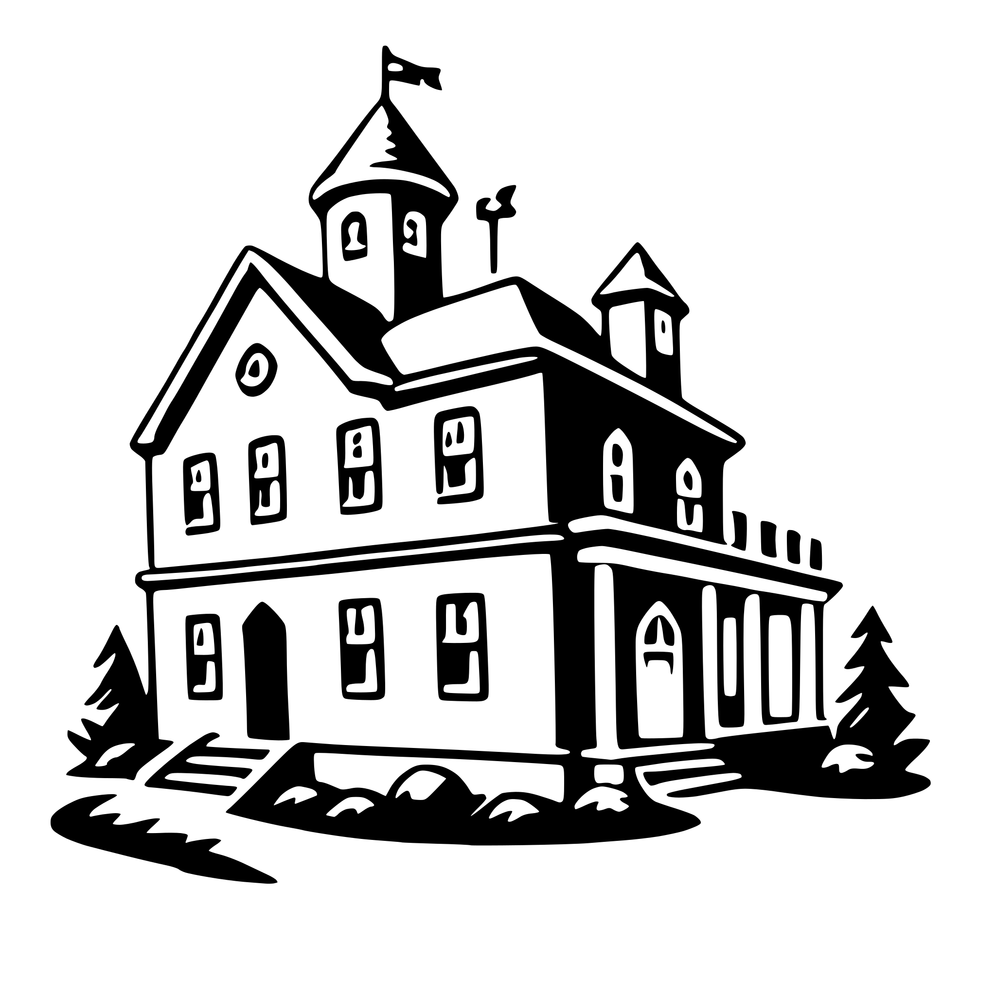 AI-generated SVG of a haunted house