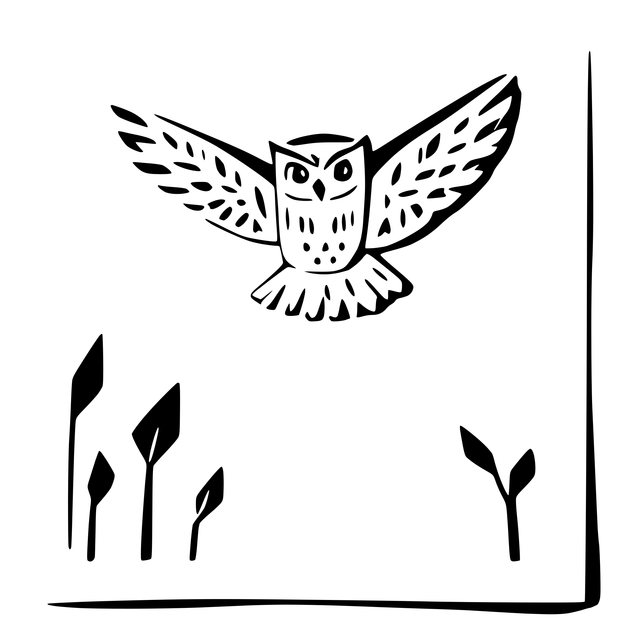 AI-generated SVG of a owl flying over a field