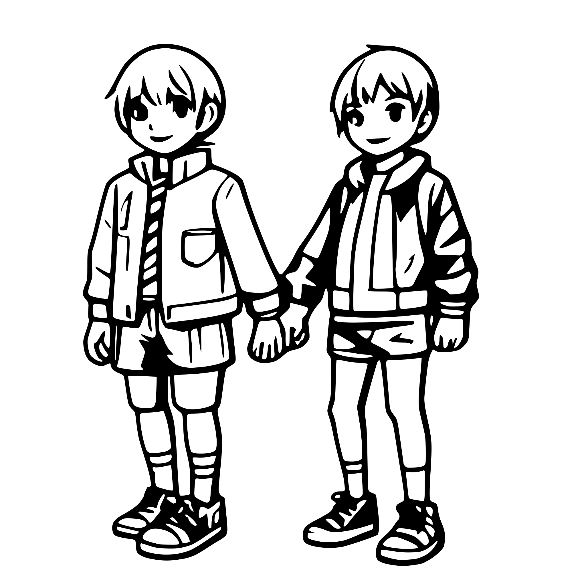 AI-generated SVG of a boys forming a line and holding hands