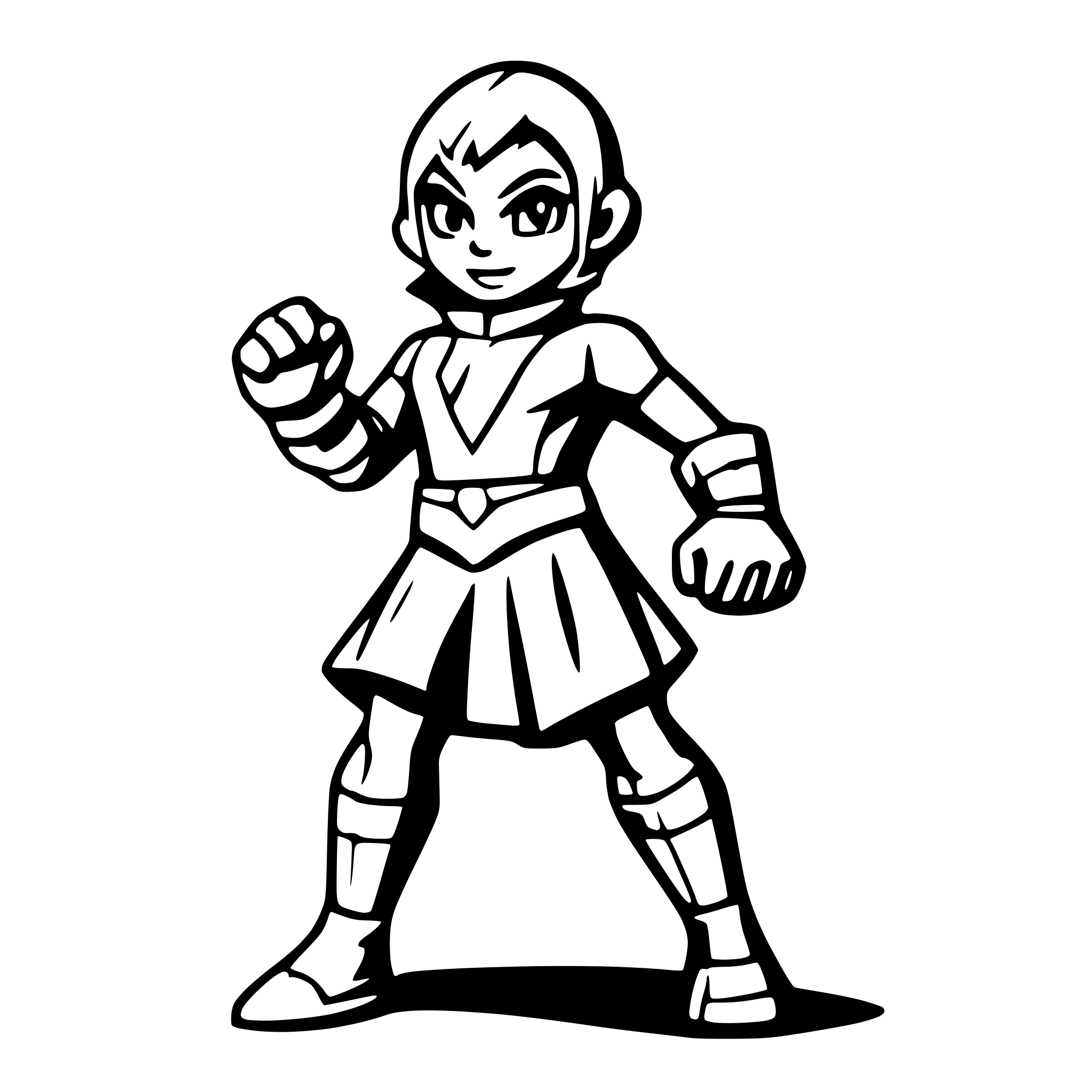 AI-generated SVG of a fire based superhero in fighting position