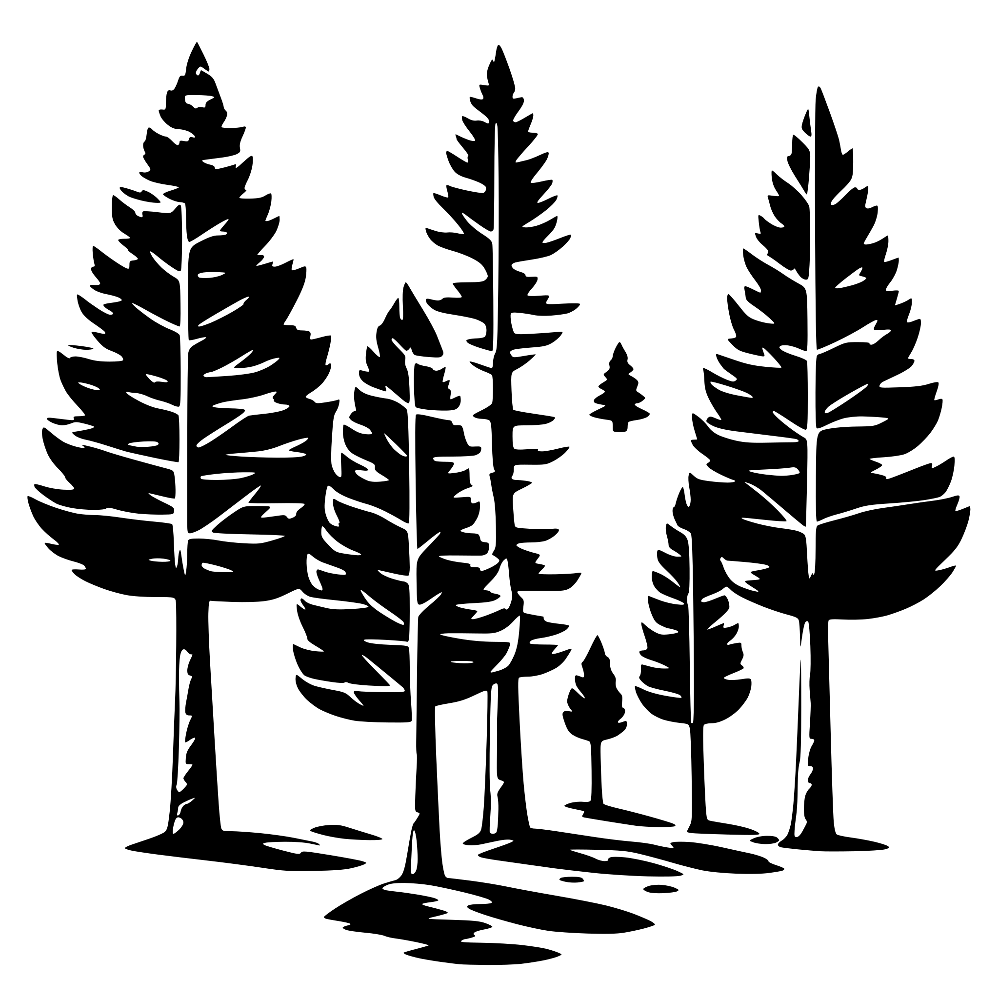 AI-generated SVG of a forest tree, pines, many needles, symmetrical