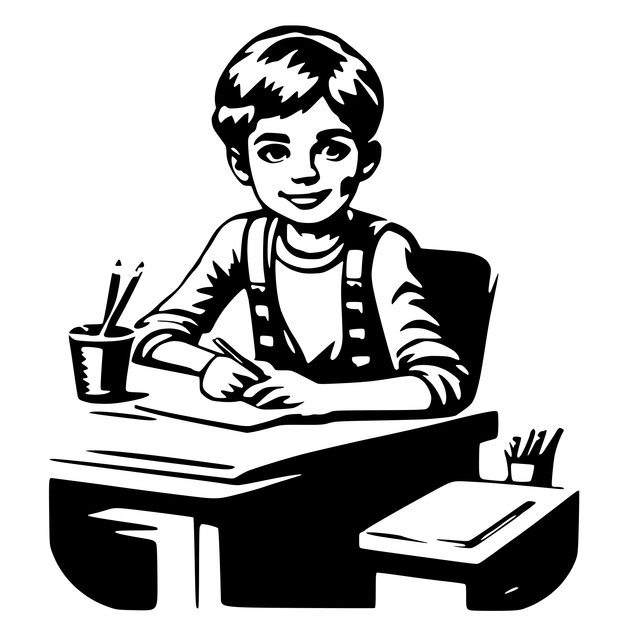 AI-generated SVG of 'making homework boy'