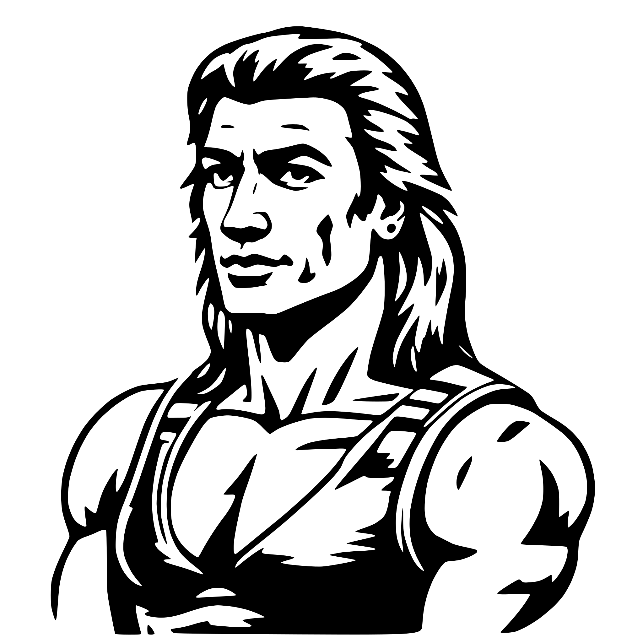 AI-generated SVG of 'good looking bodybuilder with mullet'
