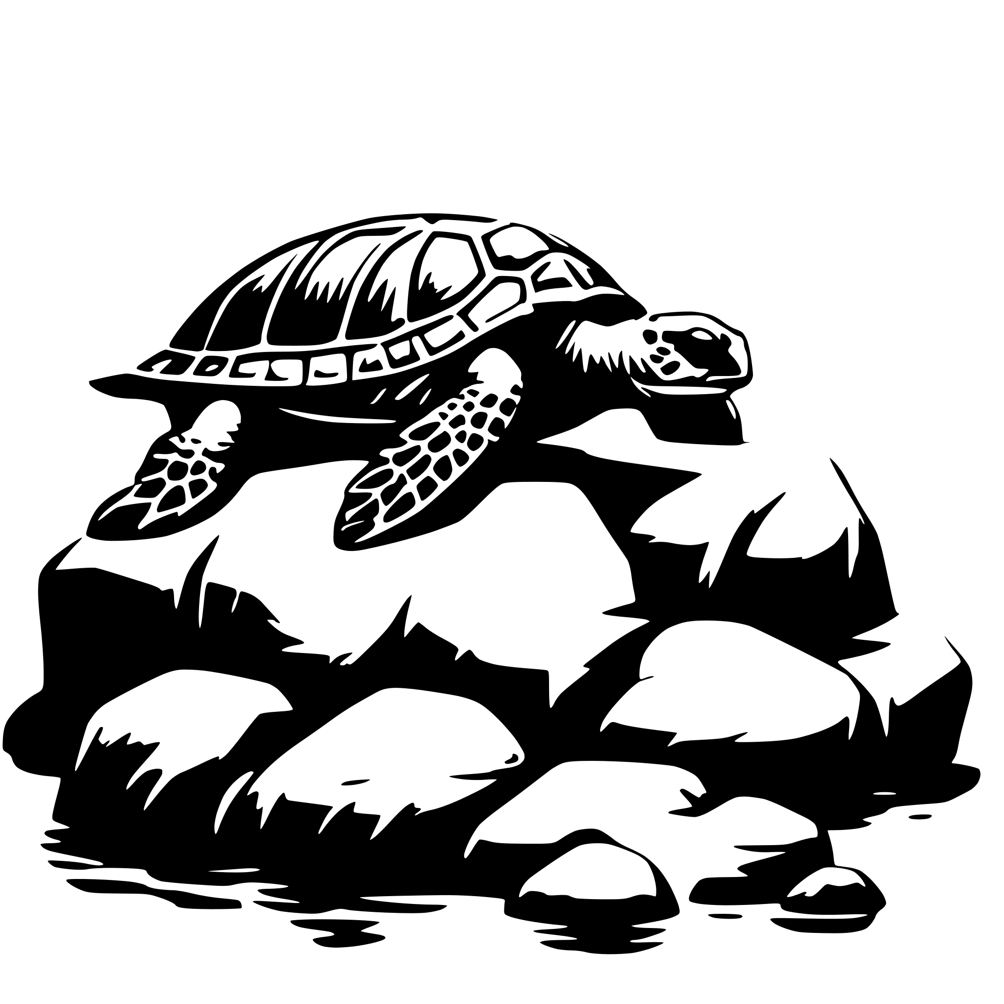 AI-generated SVG of 'Sea Turtle on rock'