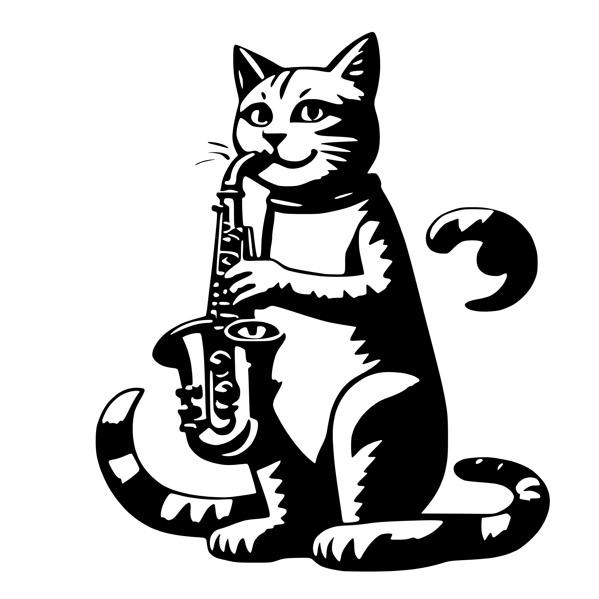 AI-generated SVG of 'cat playing a saxophone'