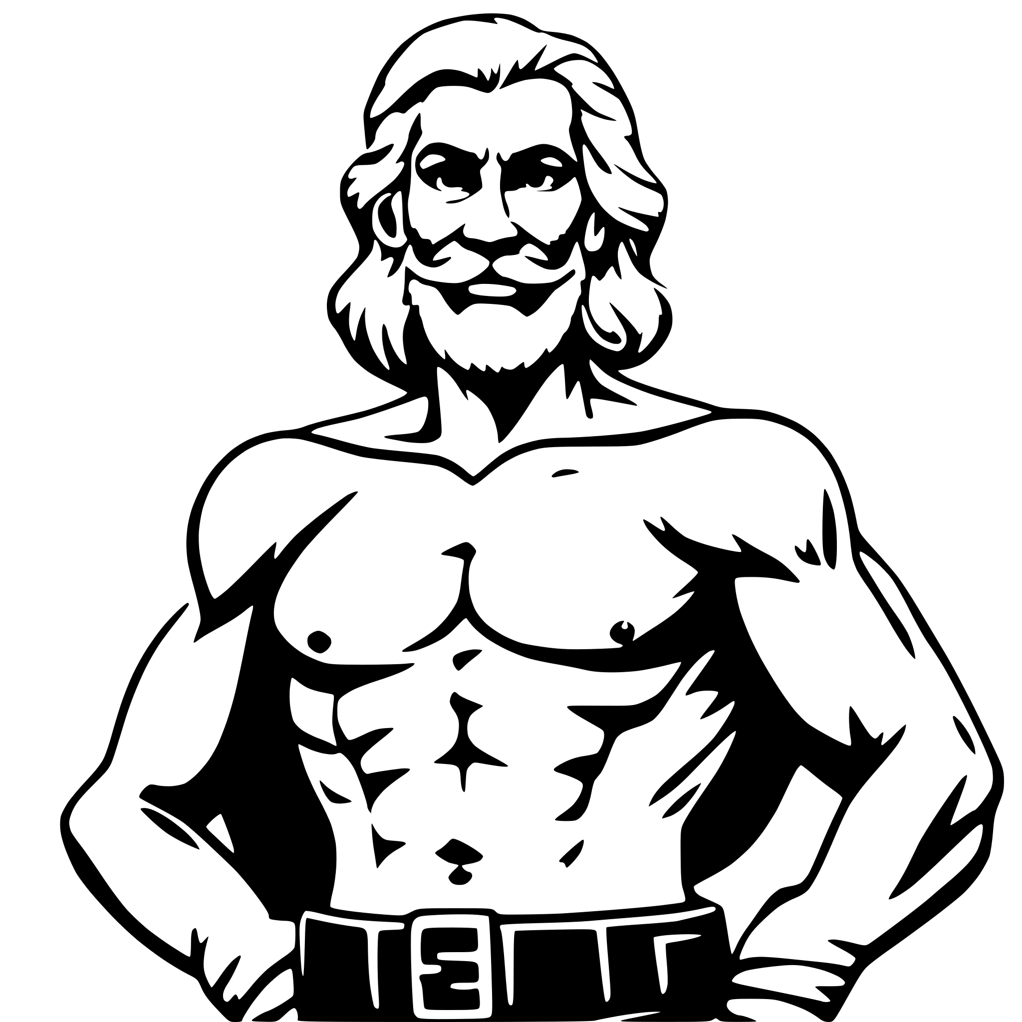 AI-generated SVG of a Sexy Santa Claus with a sexy belly and muscular upper body, strong arms.