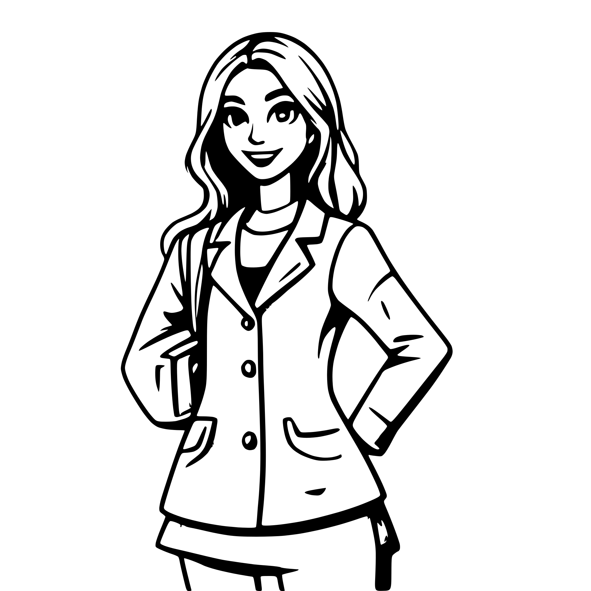 AI-generated SVG of a full body female teacher character illustration
