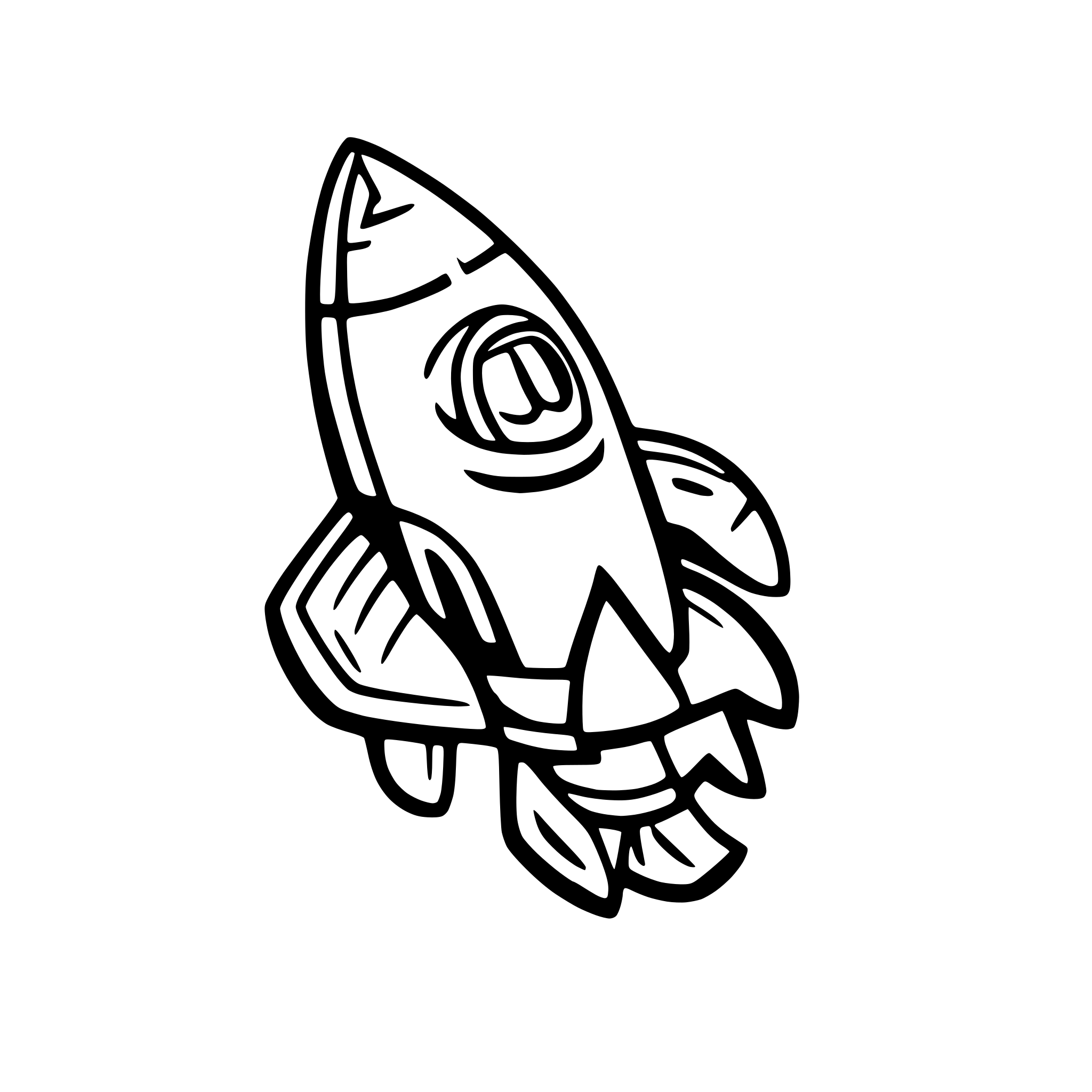 AI-generated SVG of a Create a SVG rocket ship with no flames and a transparent background. It should be cartoony and have the word "ASAD" on it