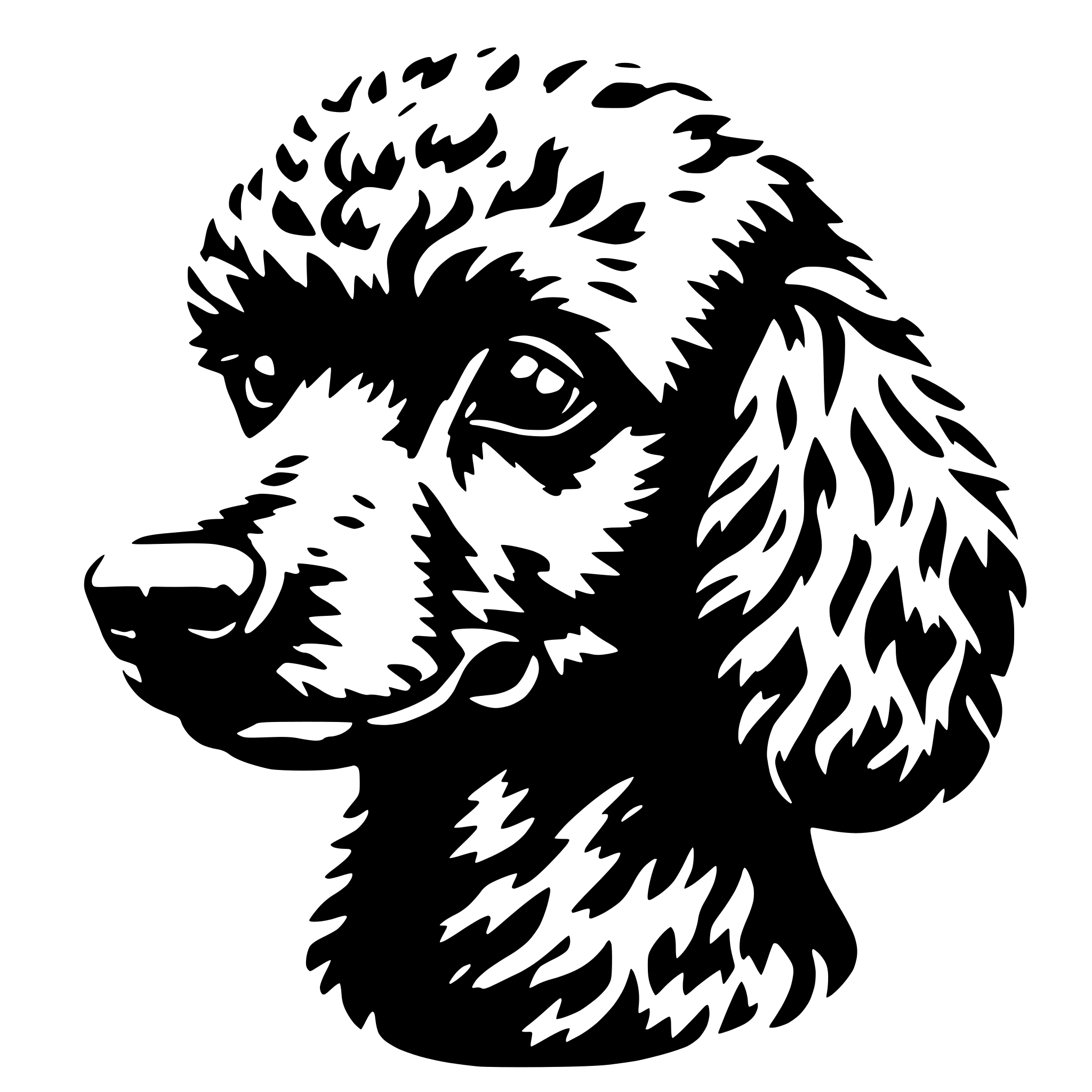 AI-generated SVG of 'small black poodle head'
