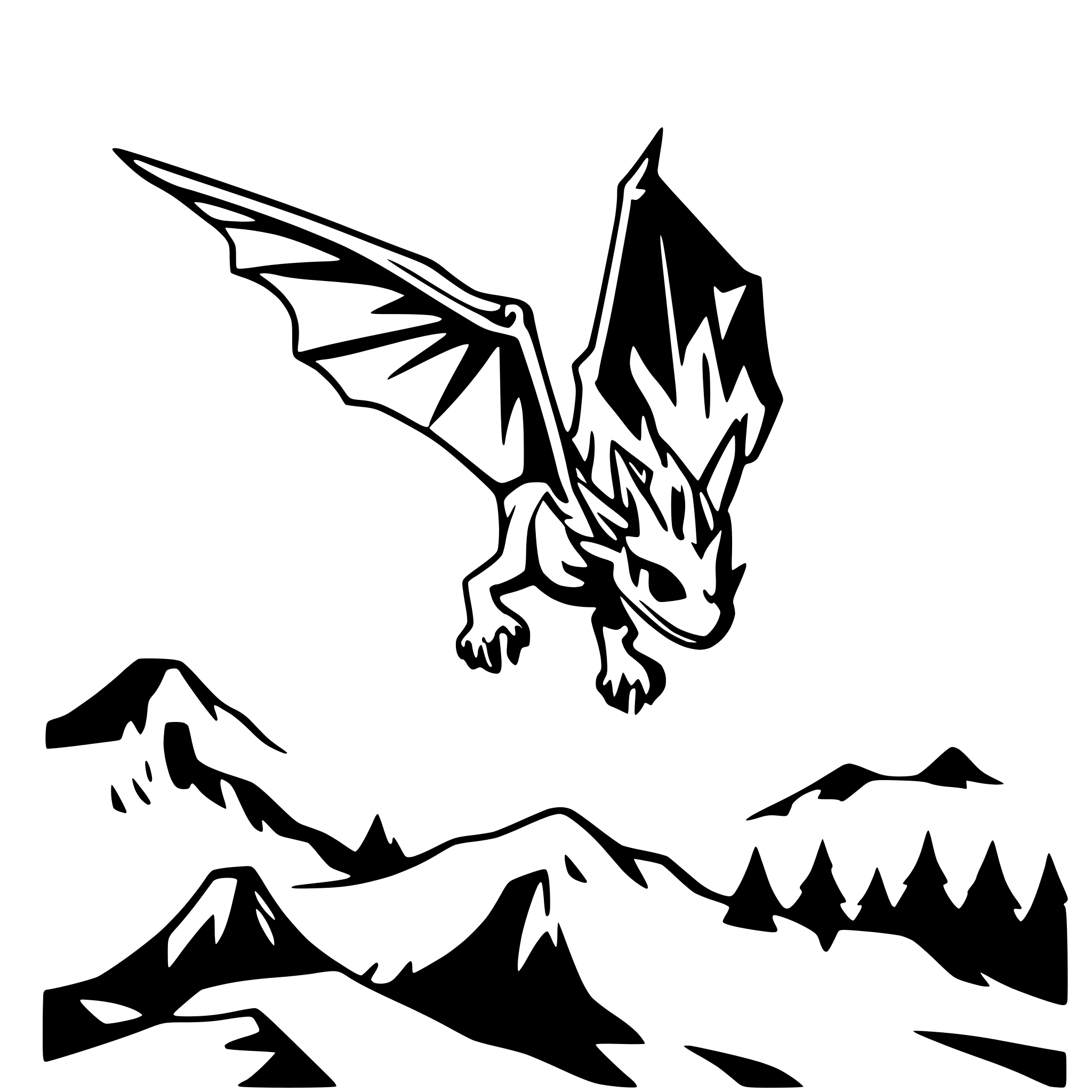 AI-generated SVG of 'dragon flying over mountains'