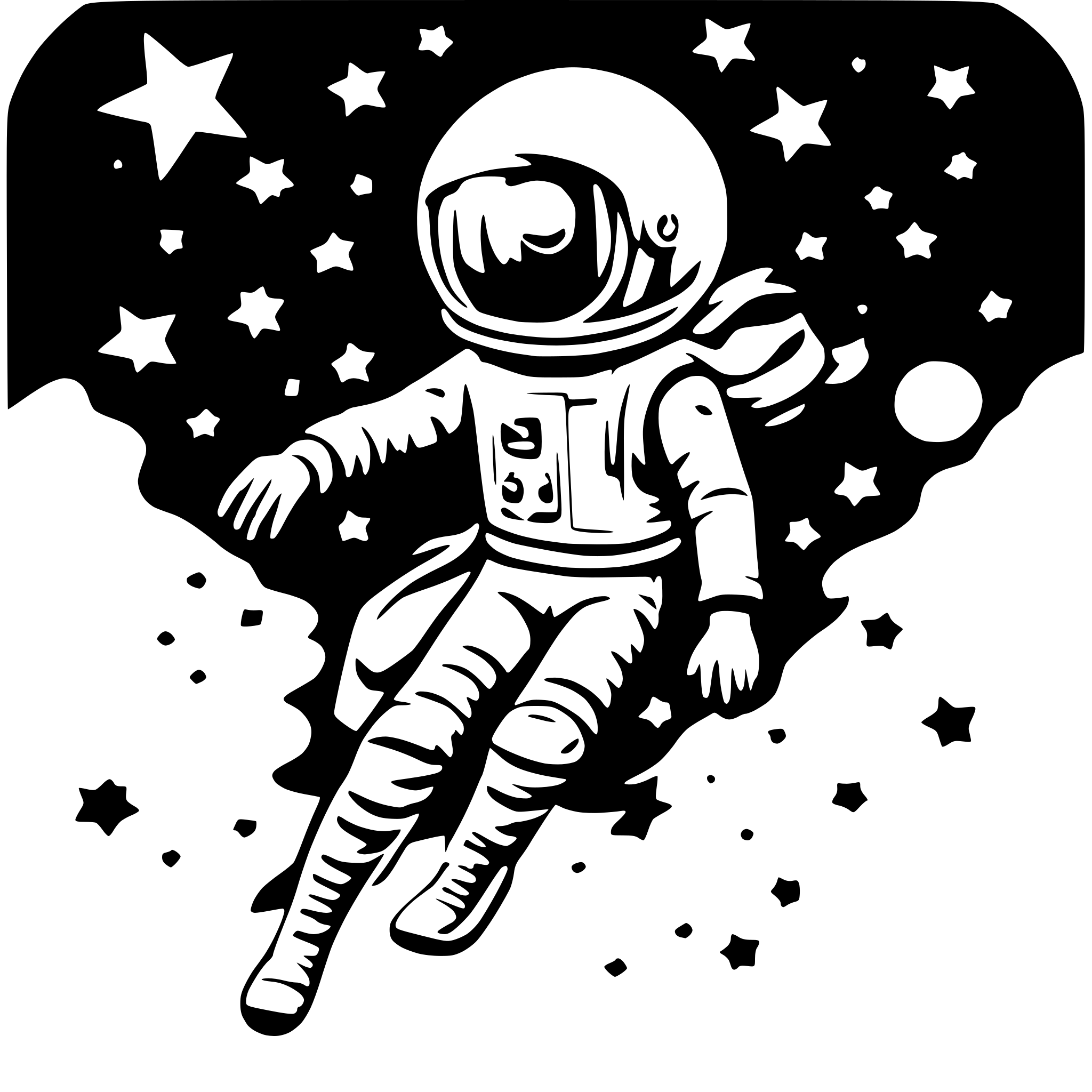 AI-generated SVG of a astronaut floating between stars
