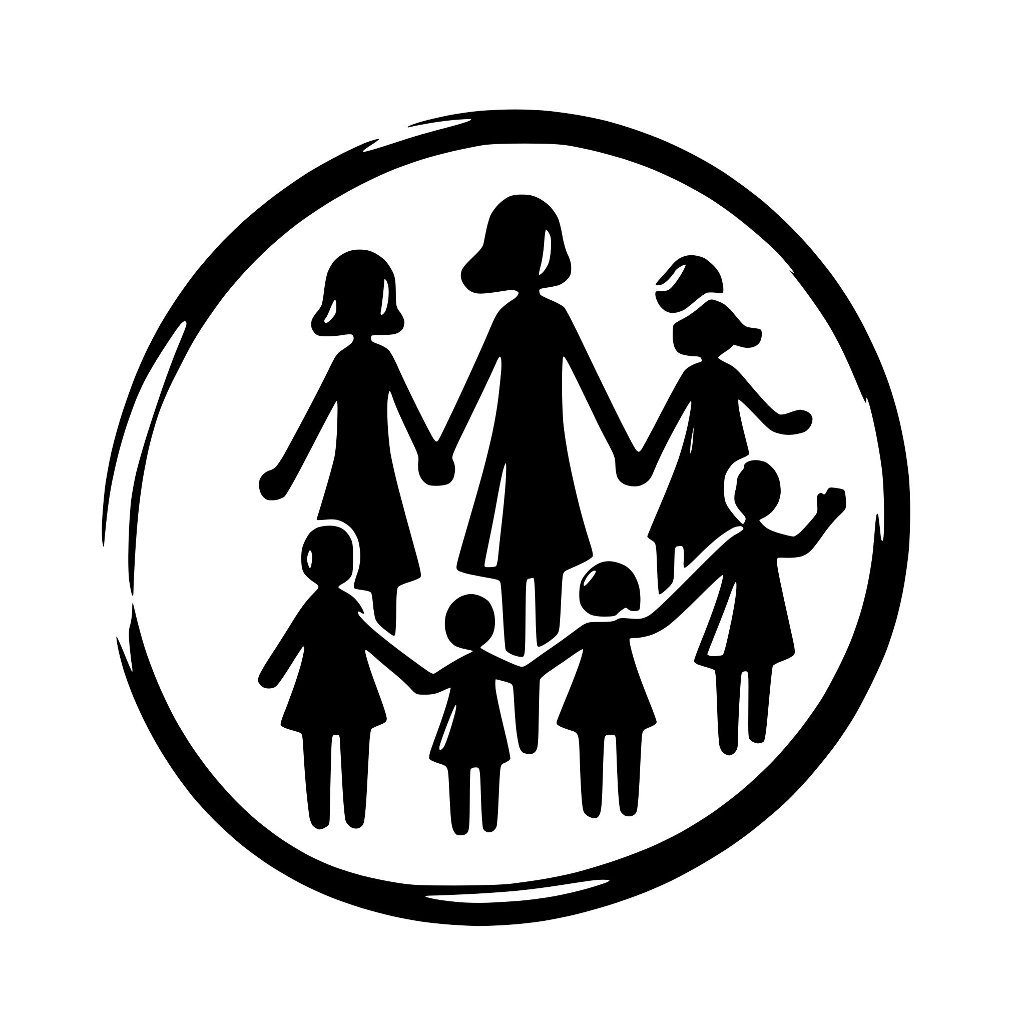 AI-generated SVG of 'educator with  8 children holding hands'