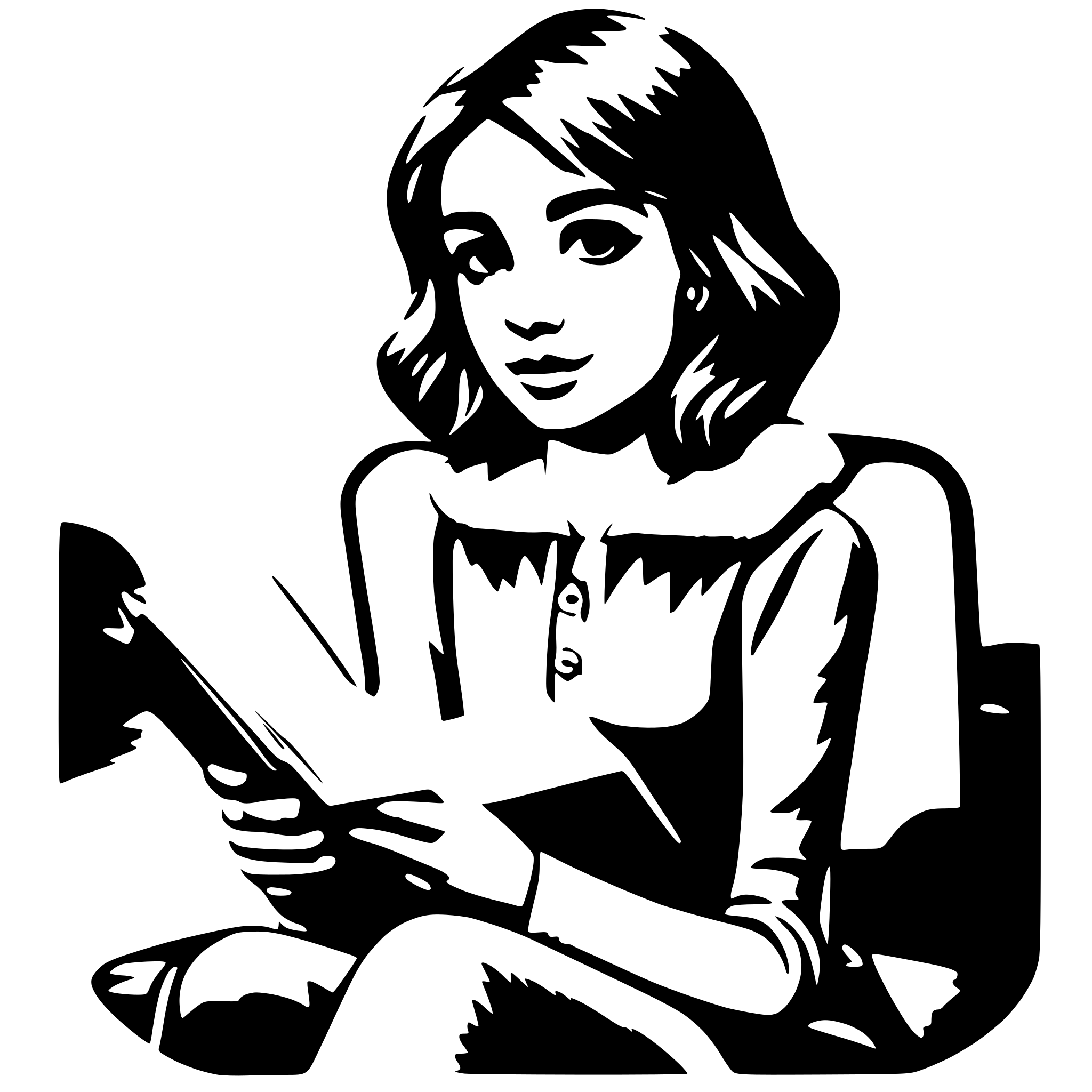 AI-generated SVG of 'Girl reading a book'