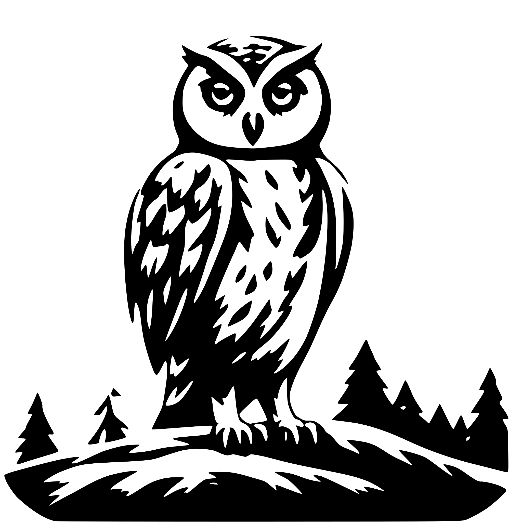 AI-generated SVG of 'owl on a mountain'