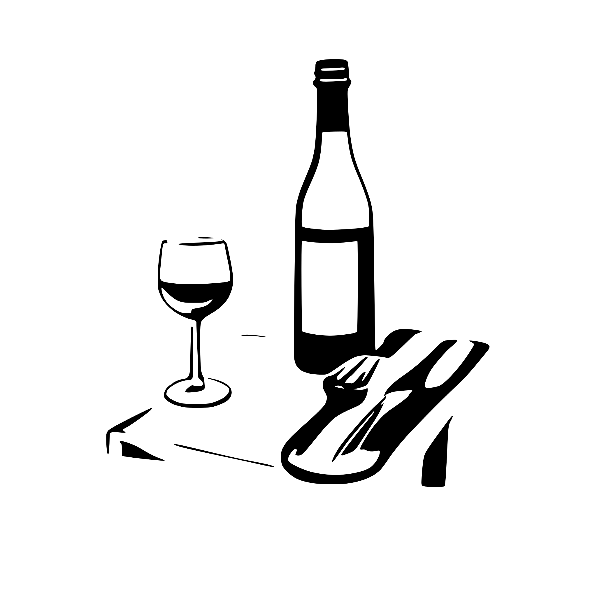AI-generated SVG of a rustic worn  square kitchen table with wine bottle