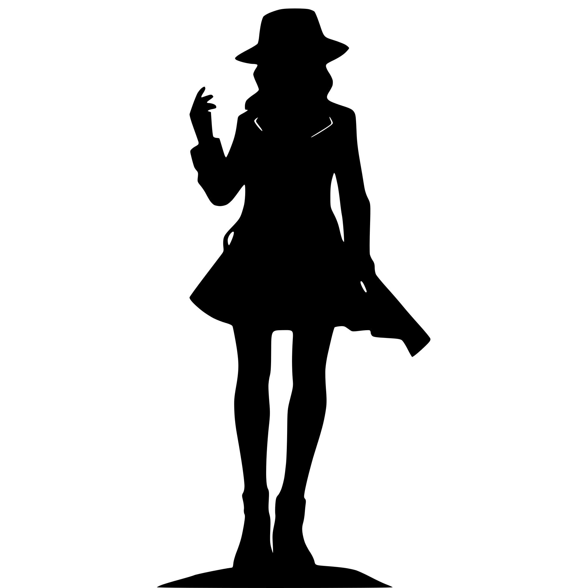 AI-generated SVG of a detective silhouette head to toe female in a trench coat fedora whole body