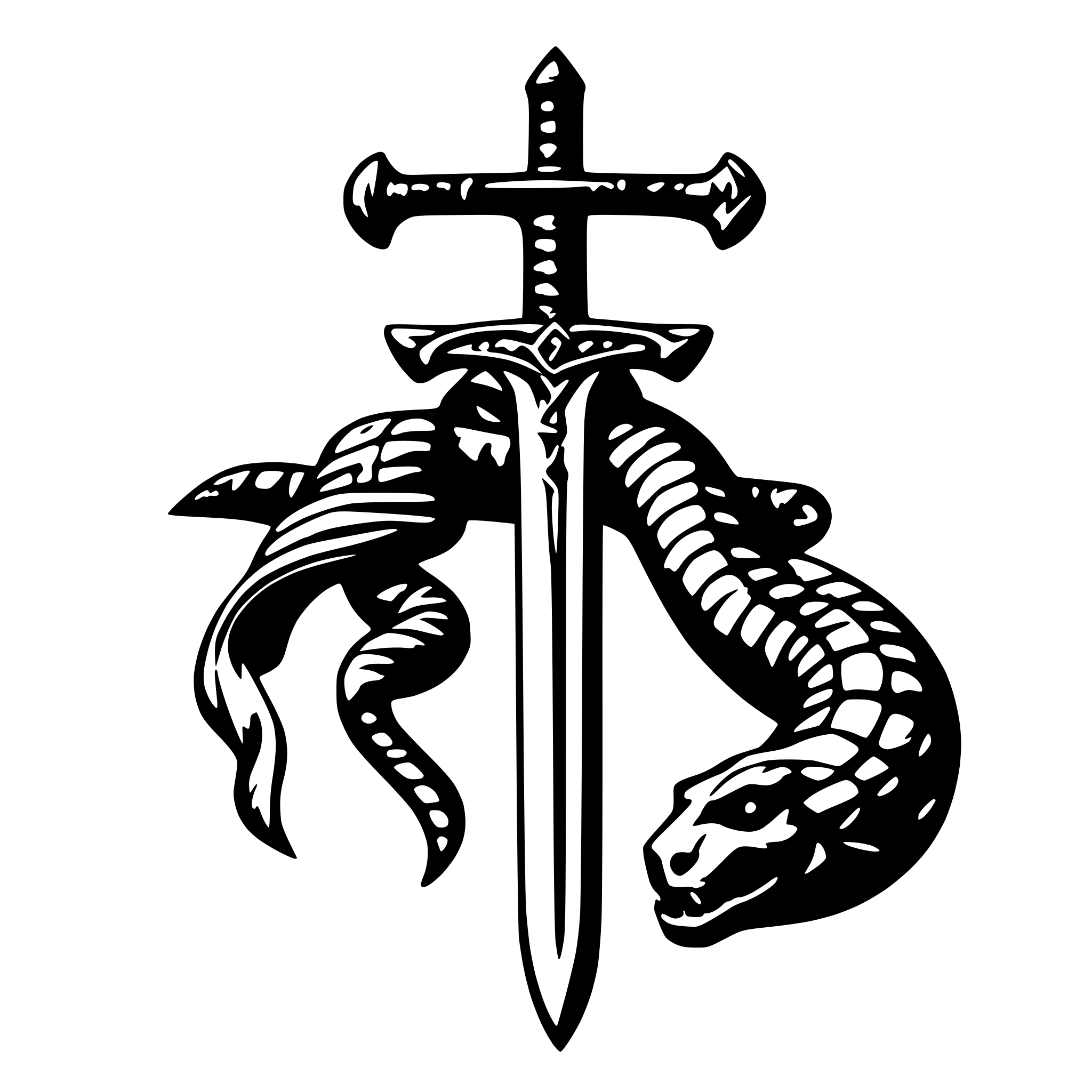 AI-generated SVG of 'sword and snake wrapped'
