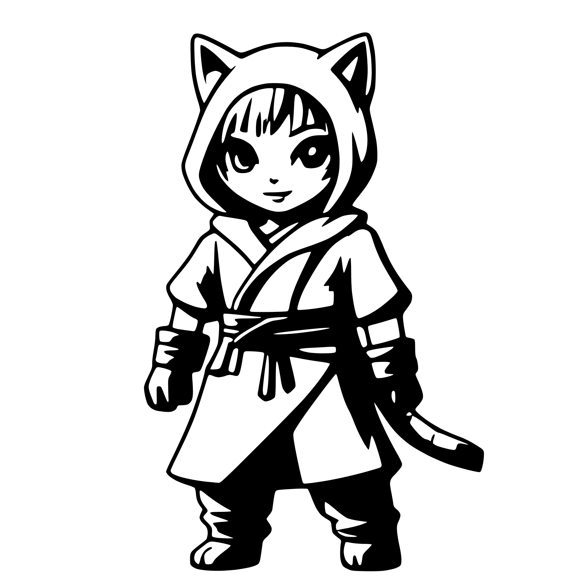 AI-generated SVG of 'cat wearing ninja outfit'