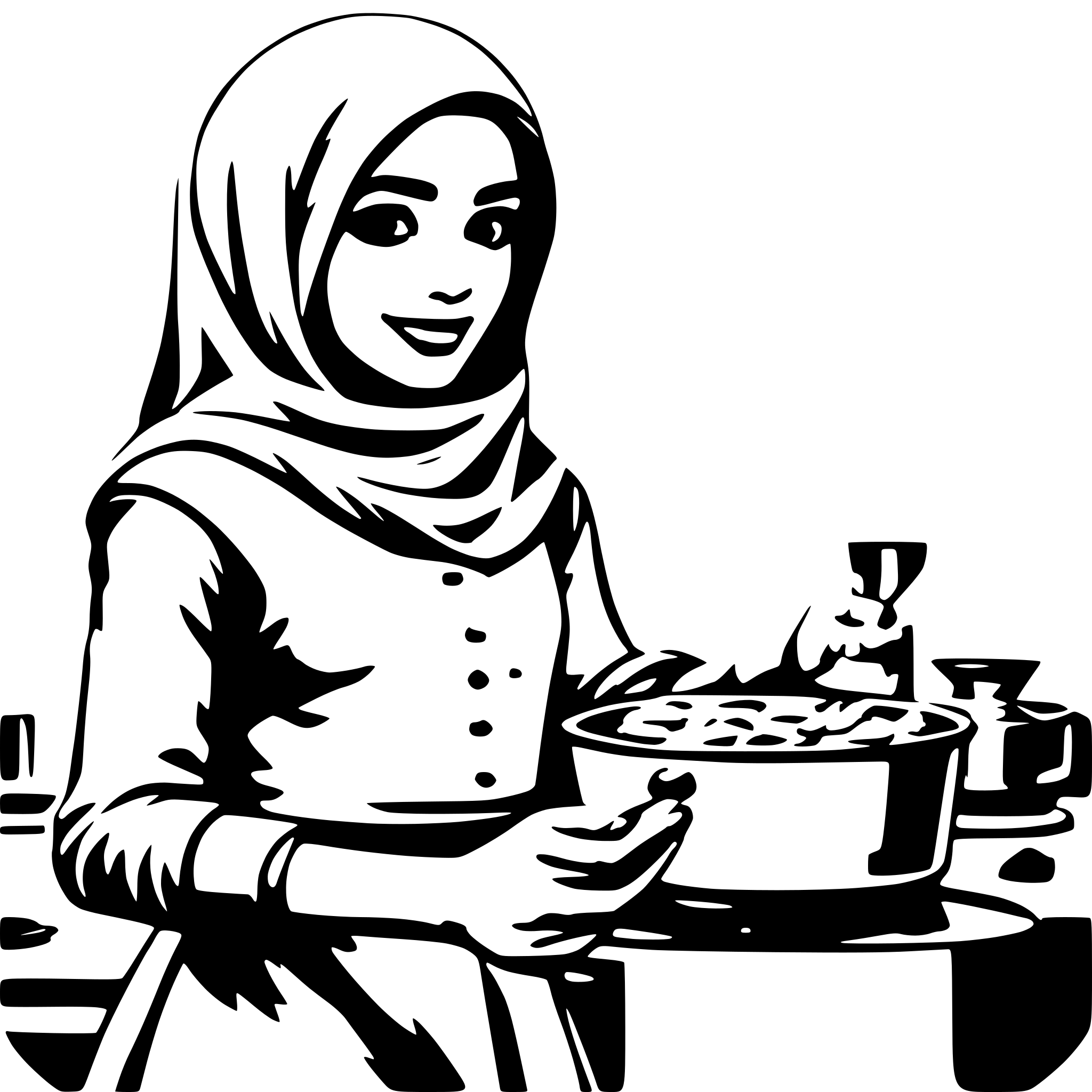 AI-generated SVG of 'a girl with a hijab cooking'
