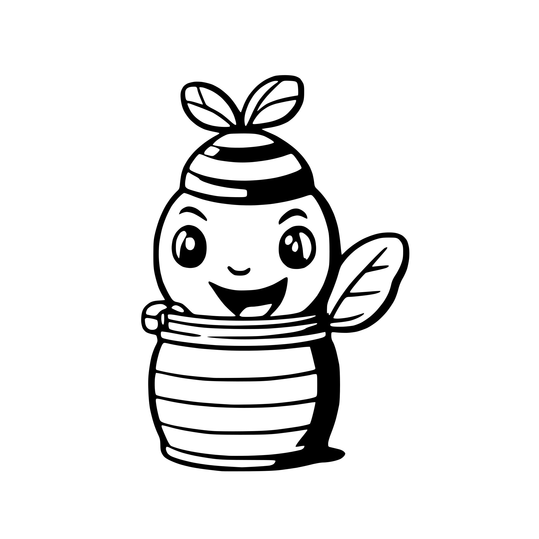 AI-generated SVG of a a happy bee with a honey jar