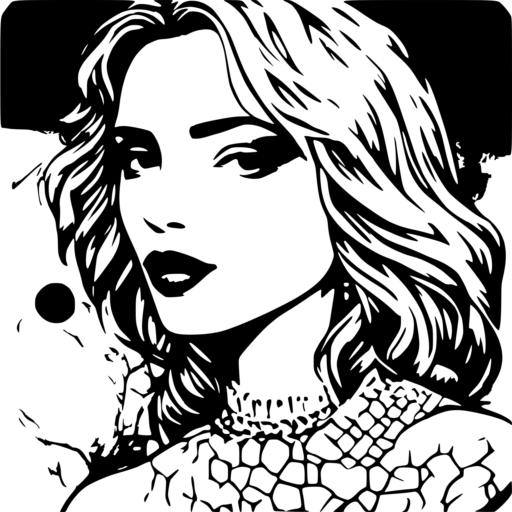 AI-generated SVG of a girl red lips with all detailed texture