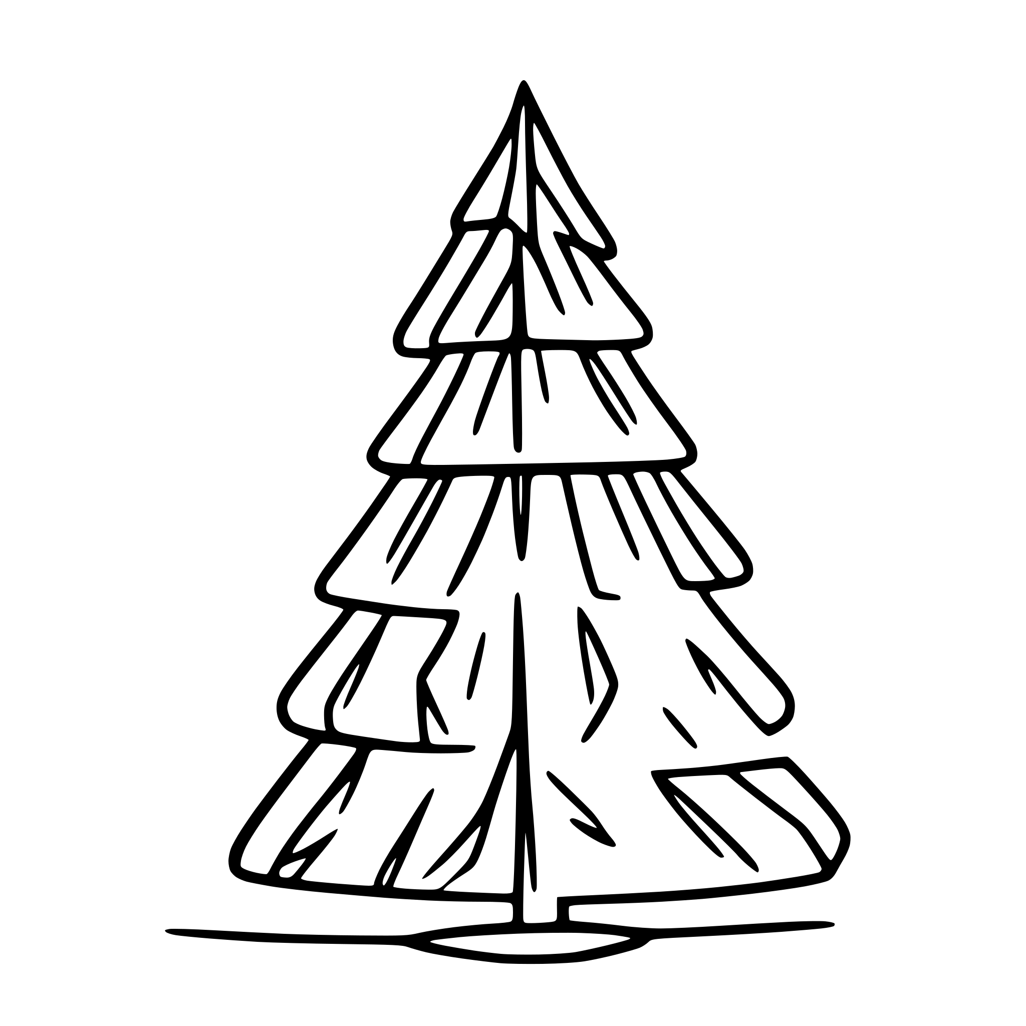 AI-generated SVG of a Christmas tree line art calligraphy cute for christmas card