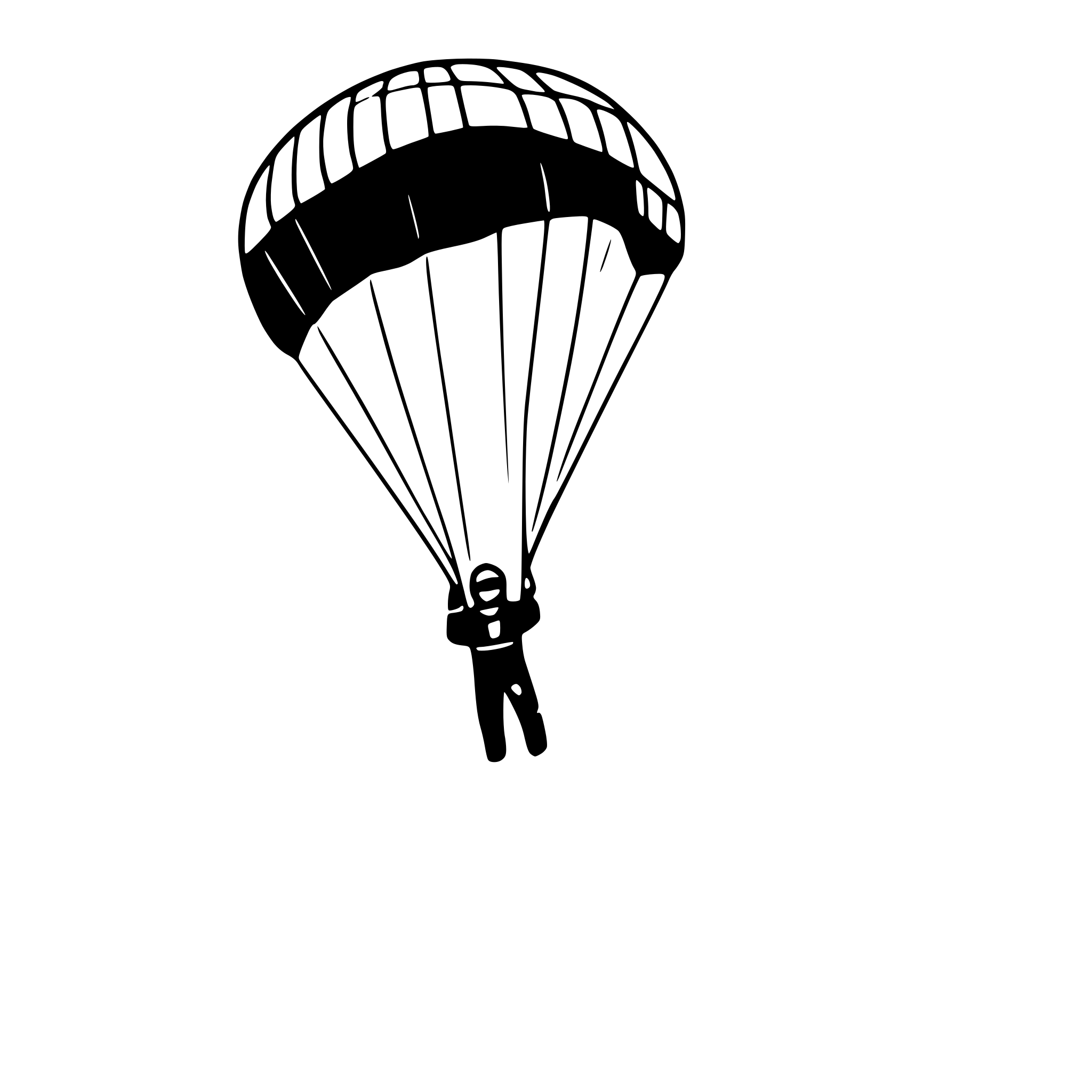 AI-generated SVG of a parachutist descending slowly