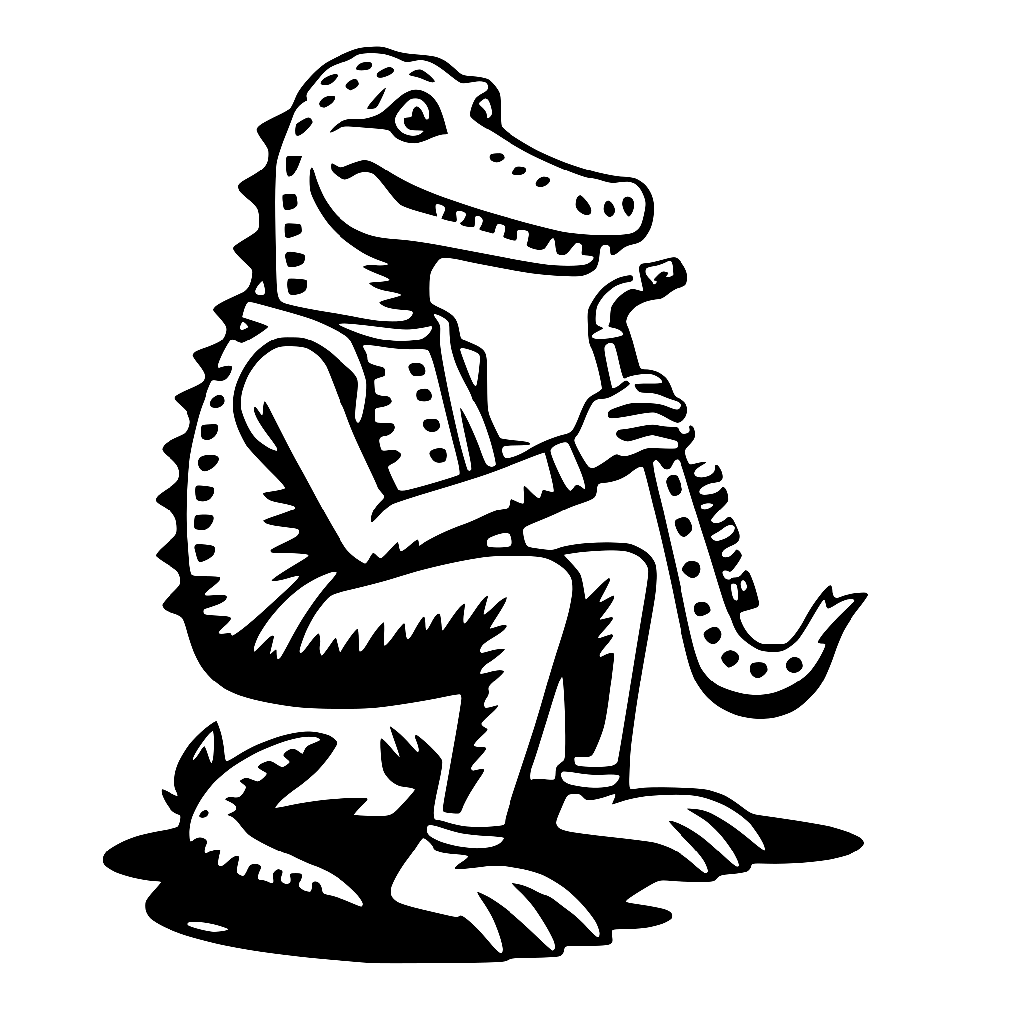 AI-generated SVG of a crocodile with saxophone