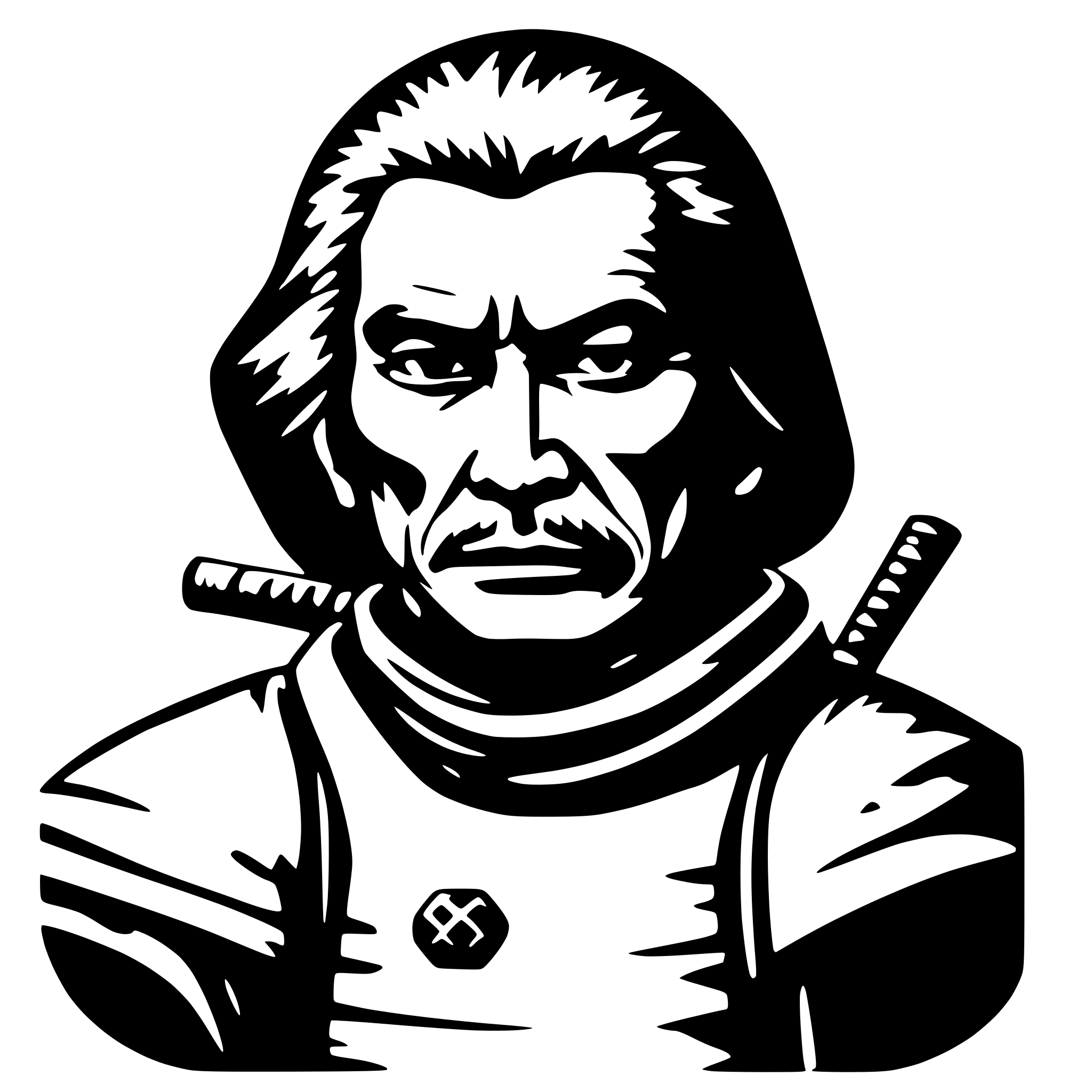 AI-generated SVG of a old samurai