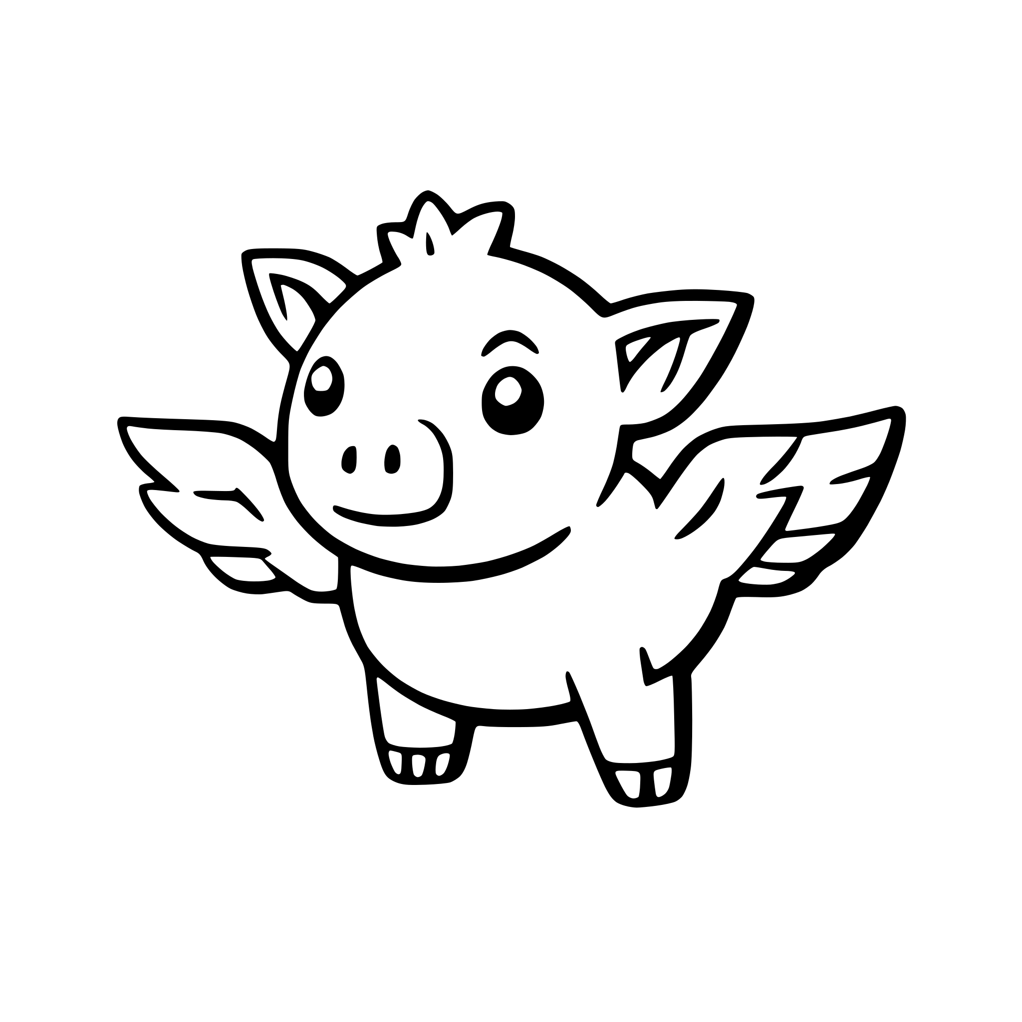 AI-generated SVG of a a flying pig with tiny angel wings