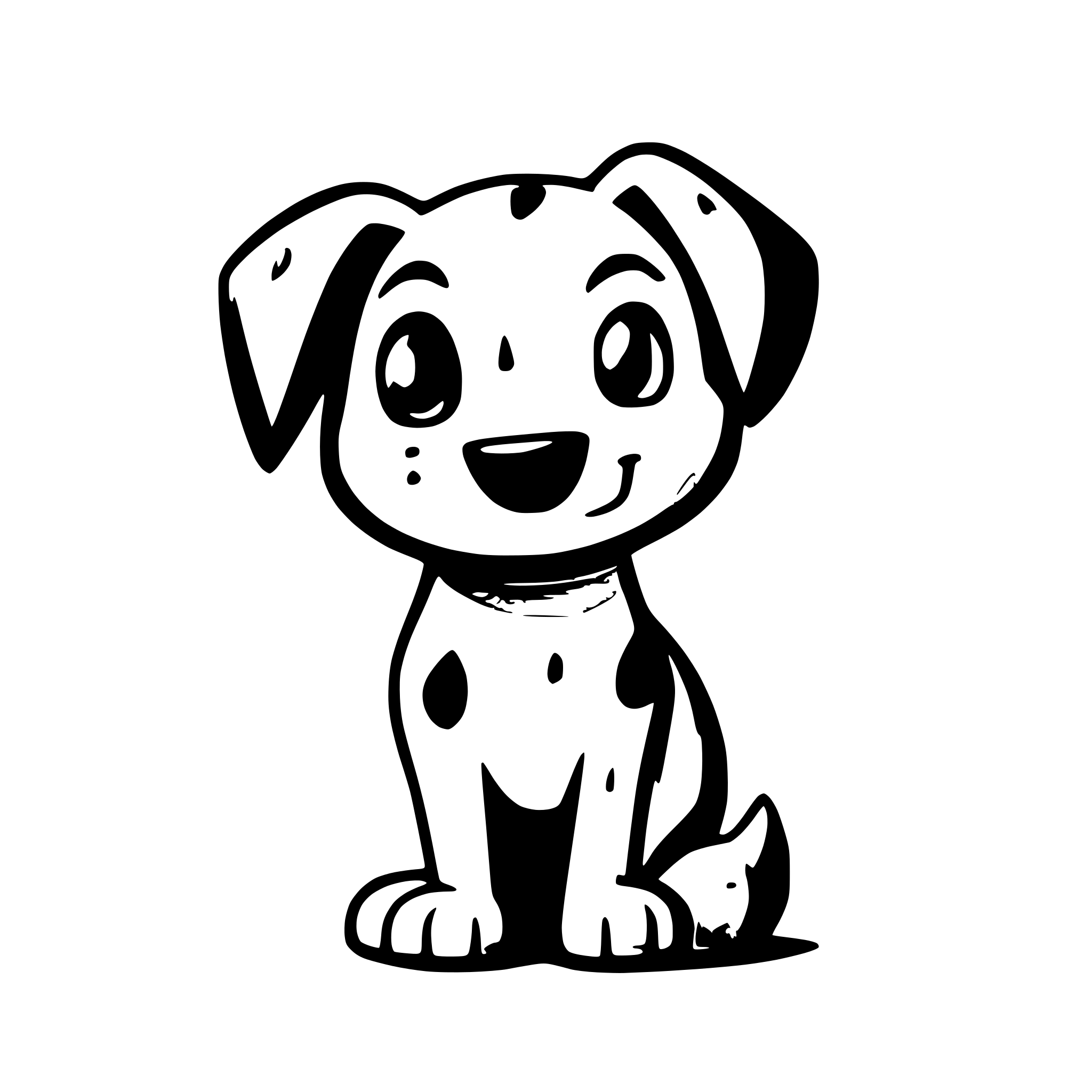 AI-generated SVG of a A smilling dog from a cartoon with surprised face with few details