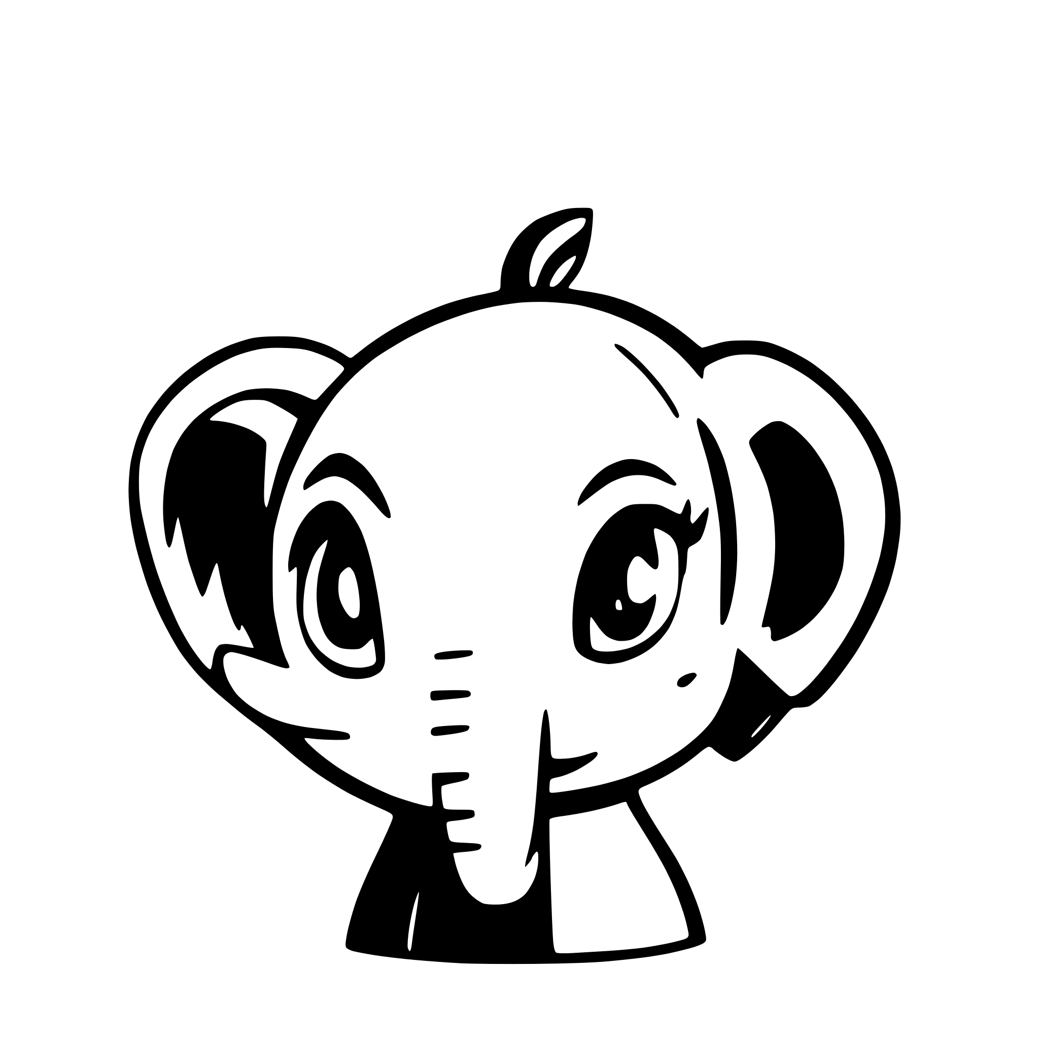 AI-generated SVG of a Head of a cute little elephant looking right