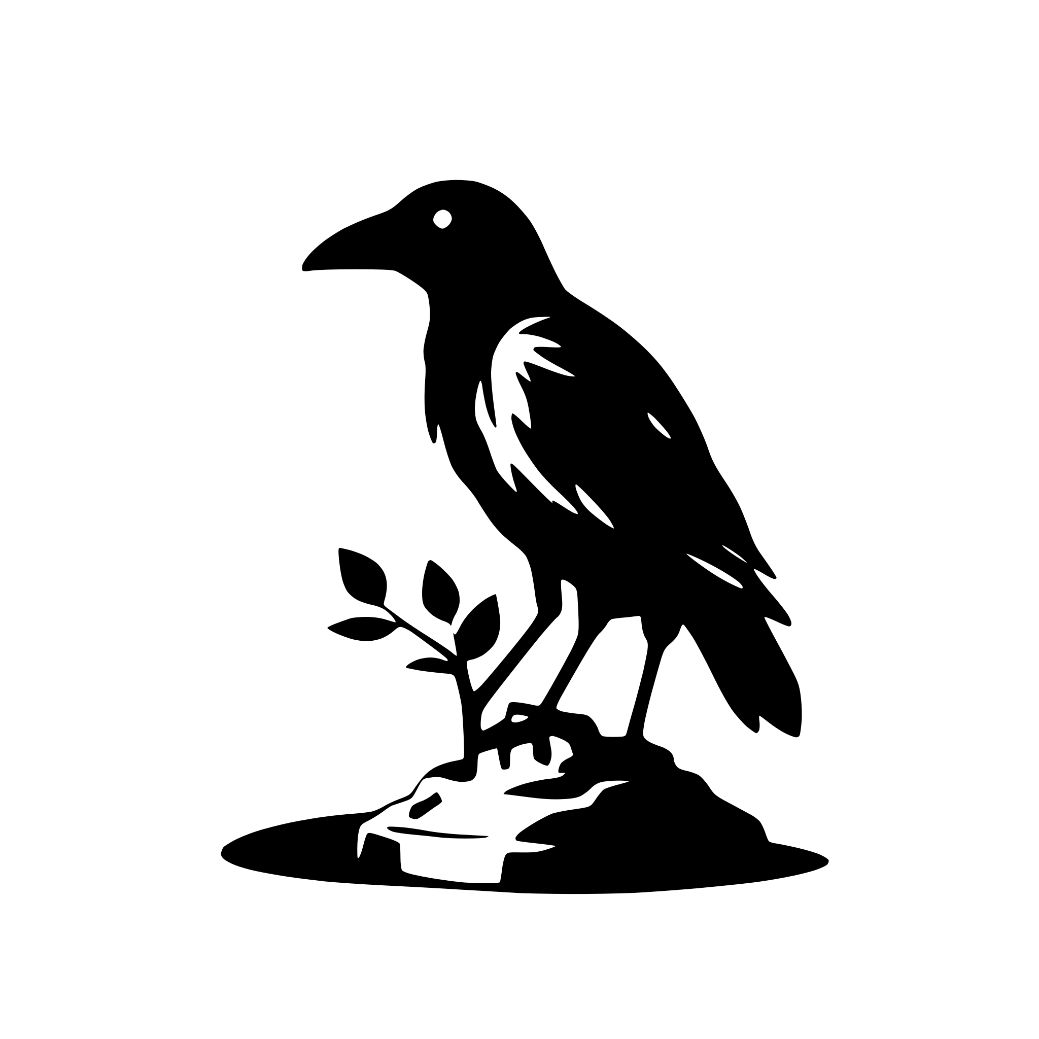 AI-generated SVG of 'crow perched on a skull'
