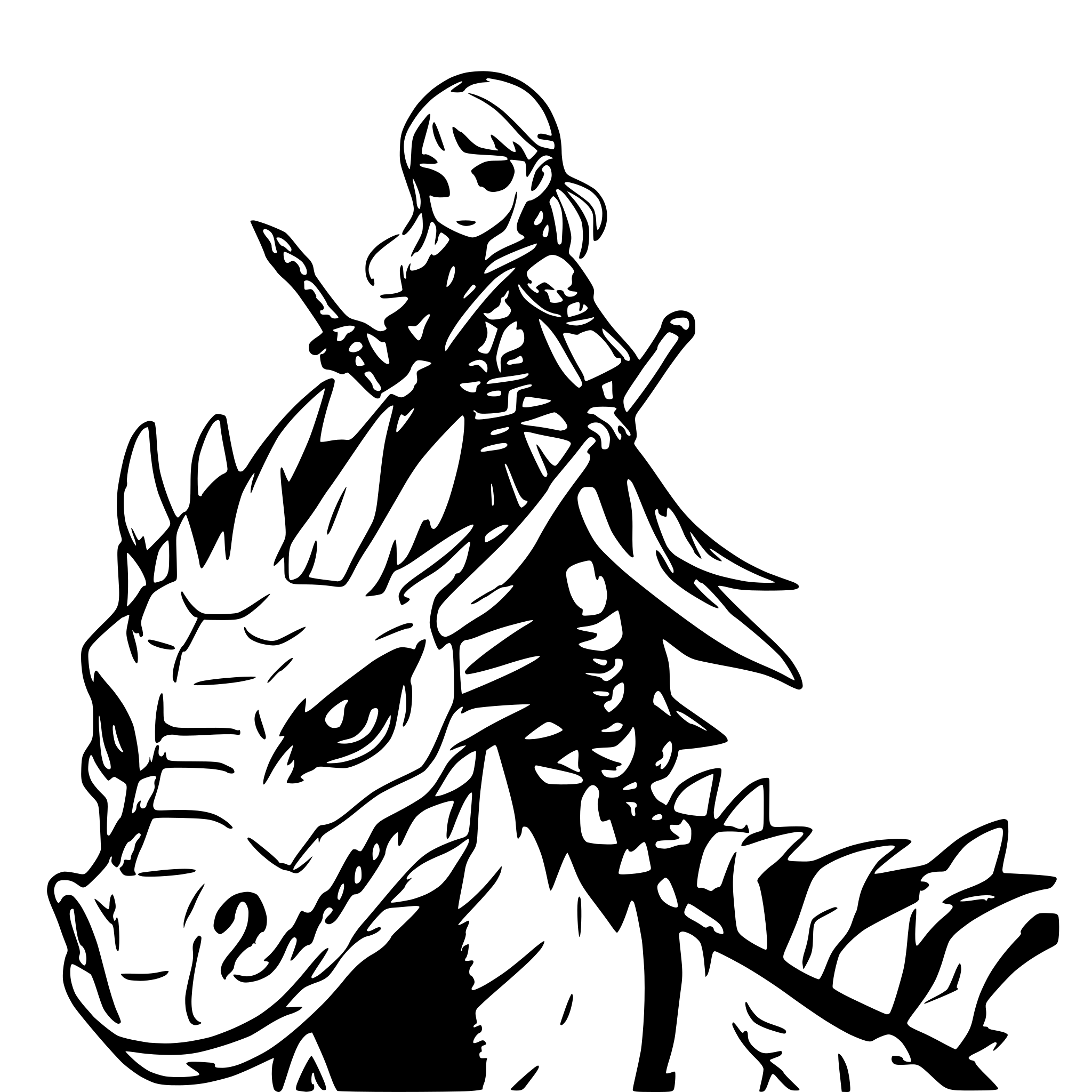 AI-generated SVG of a a dwarf riding a dragon