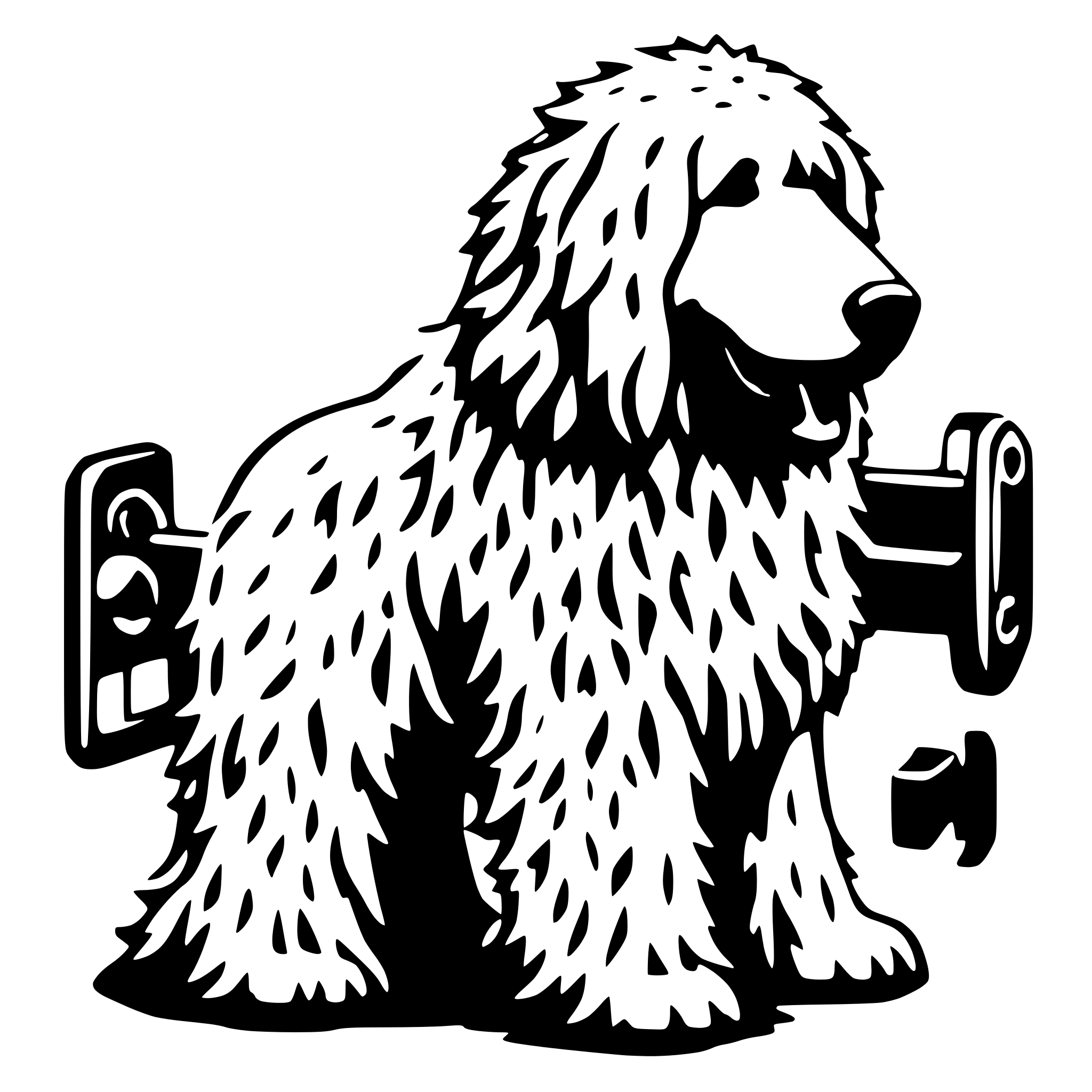 AI-generated SVG of 'Komondor protecting a key'