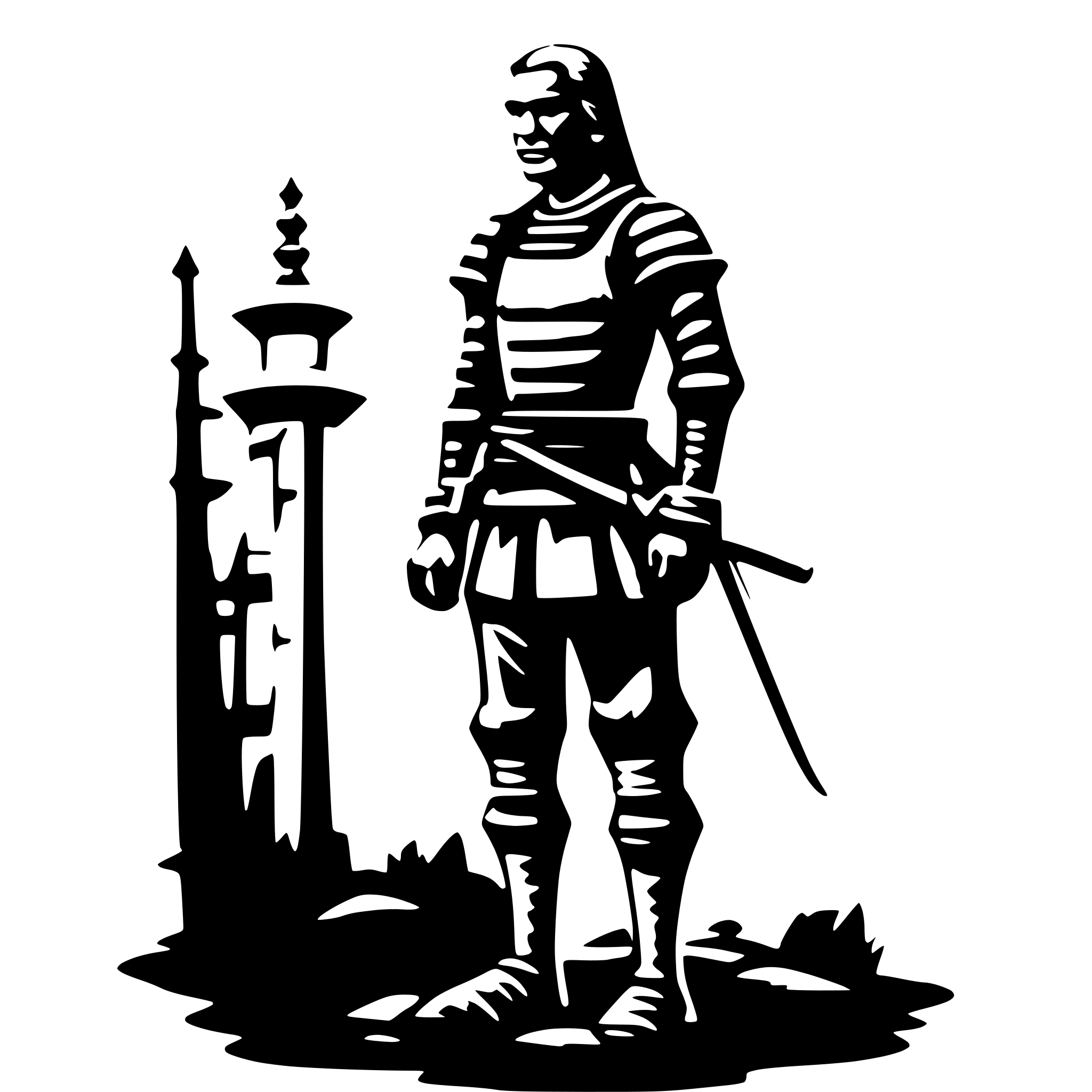 AI-generated SVG of a old samurai, side view
