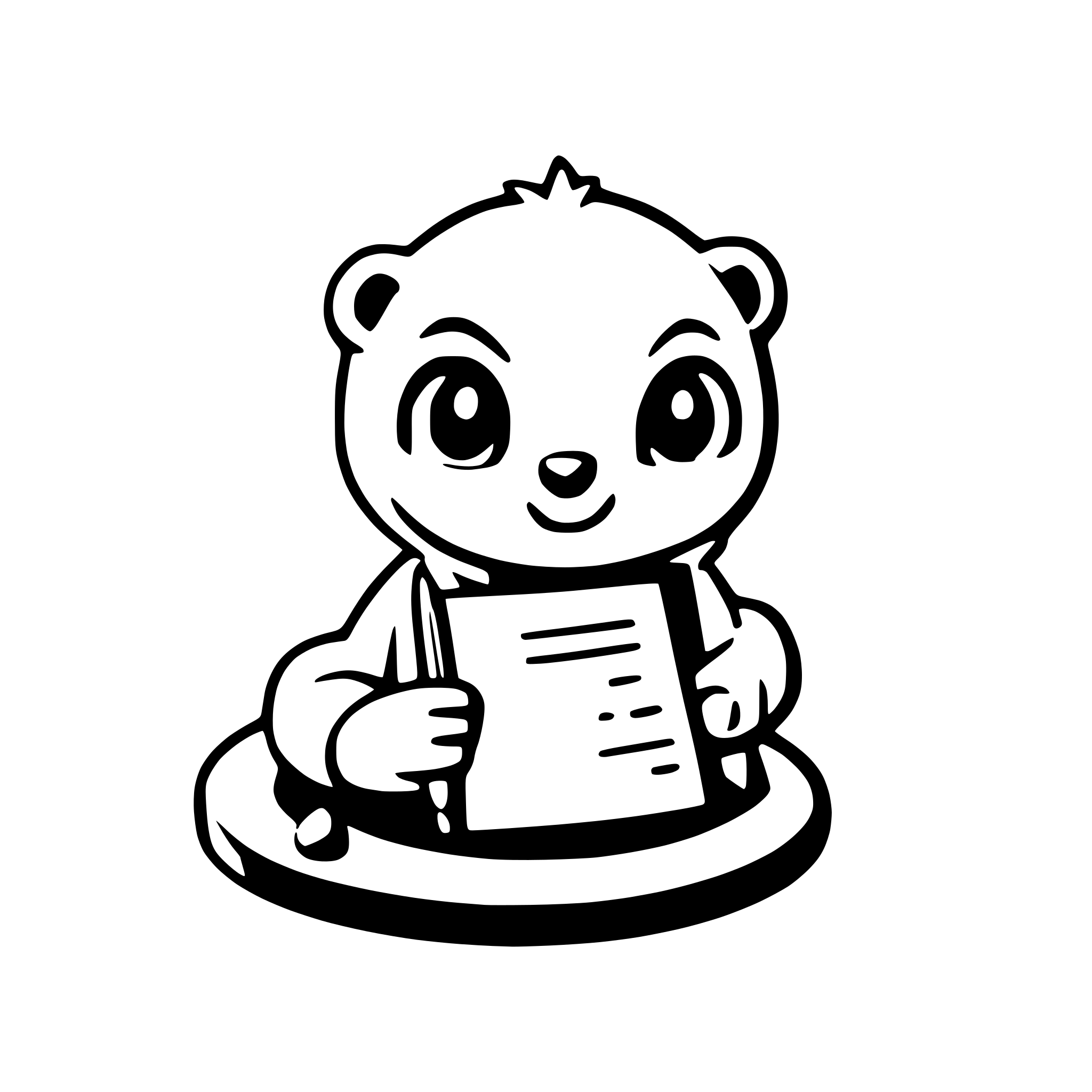 AI-generated SVG of a a seal is writing with a pen