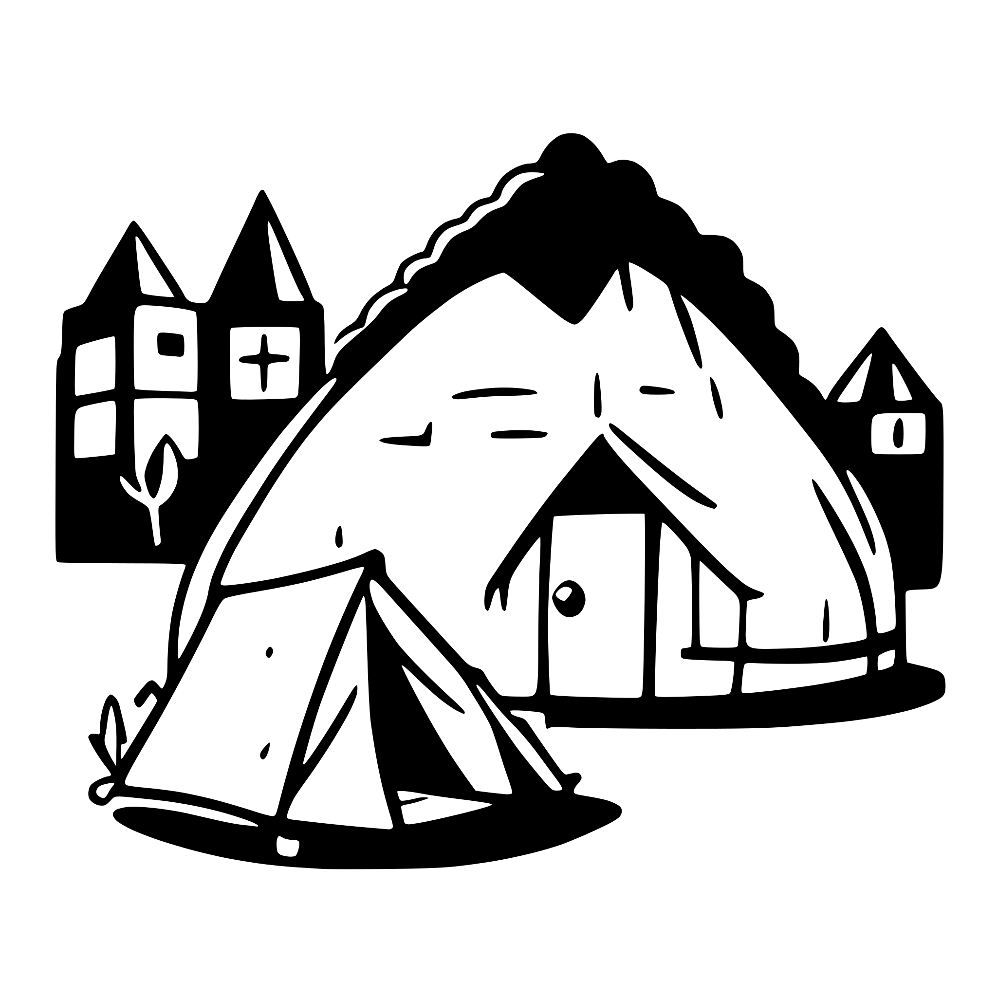 AI-generated SVG of a A homeless tent with building background