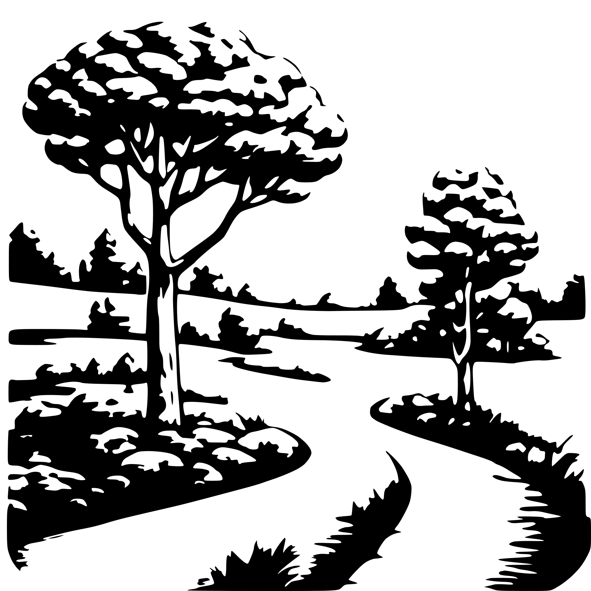 AI-generated SVG of a low detail, landscape, simple, trees