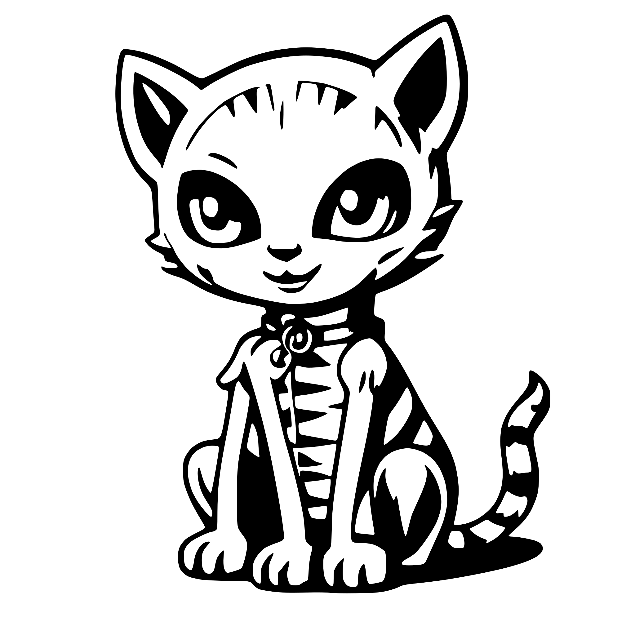 AI-generated SVG of a Generate a cute cute skeleton in the shape of a cat.