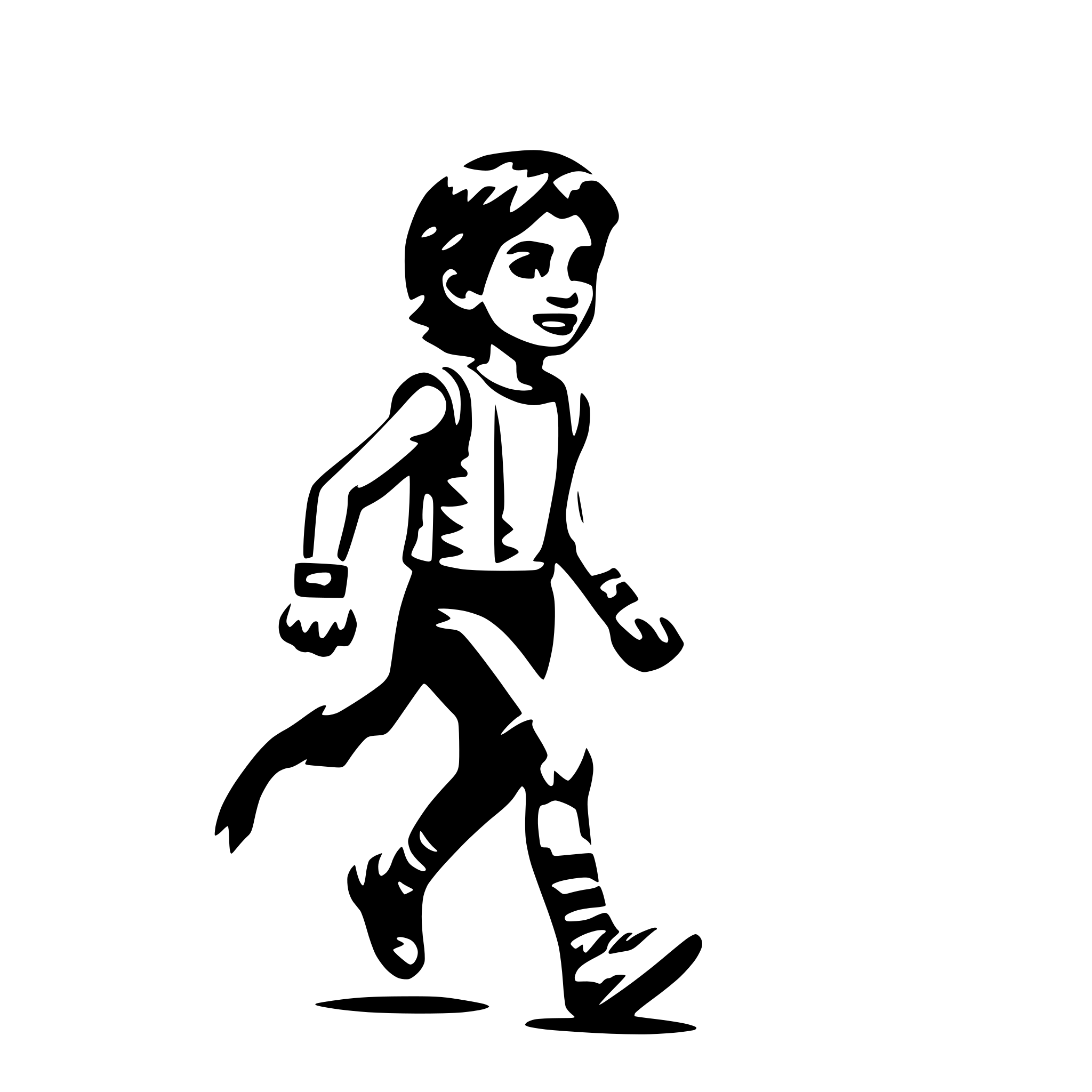 AI-generated SVG of 'A pixelled boy running from left to right'