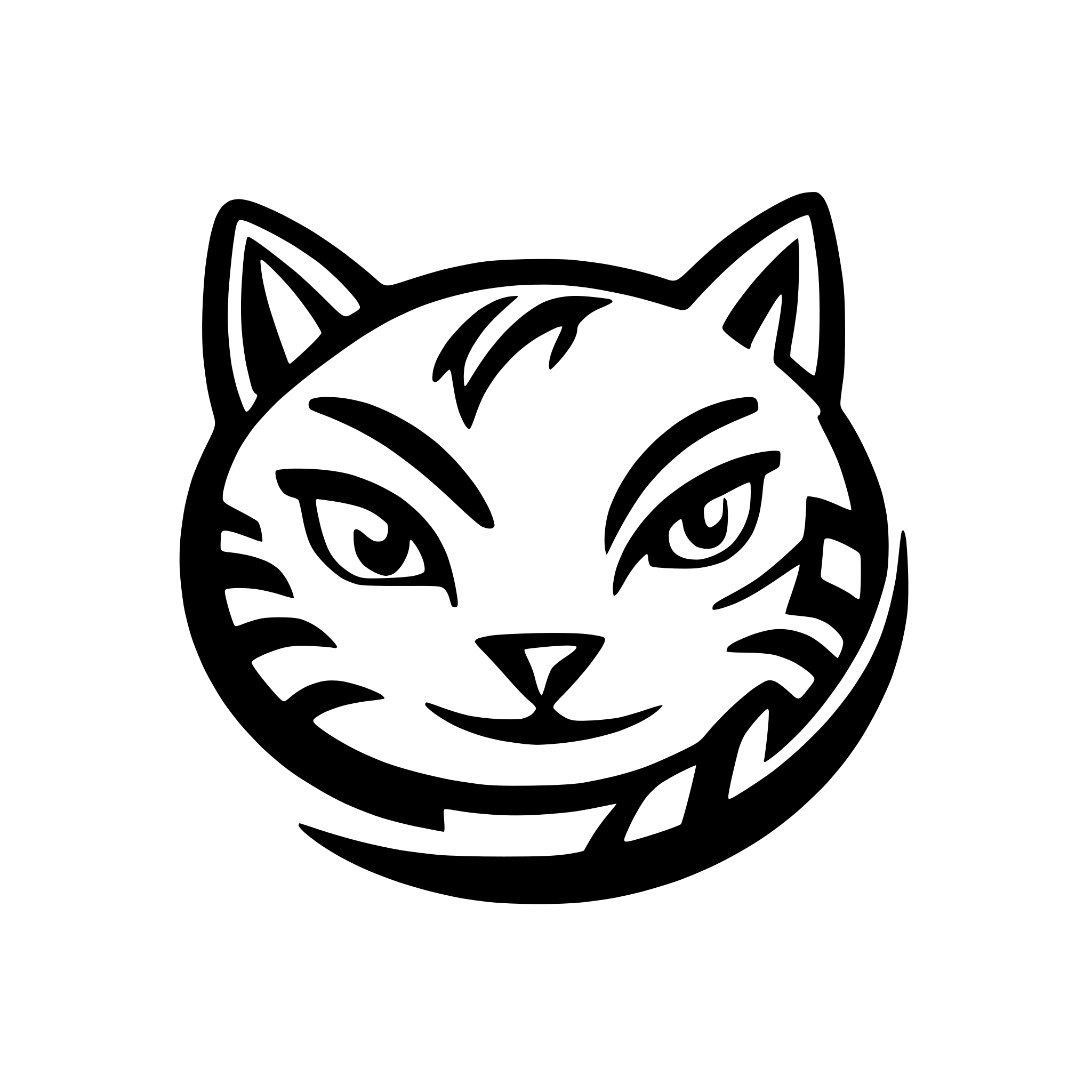 AI-generated SVG of a feral cat head with open mouth