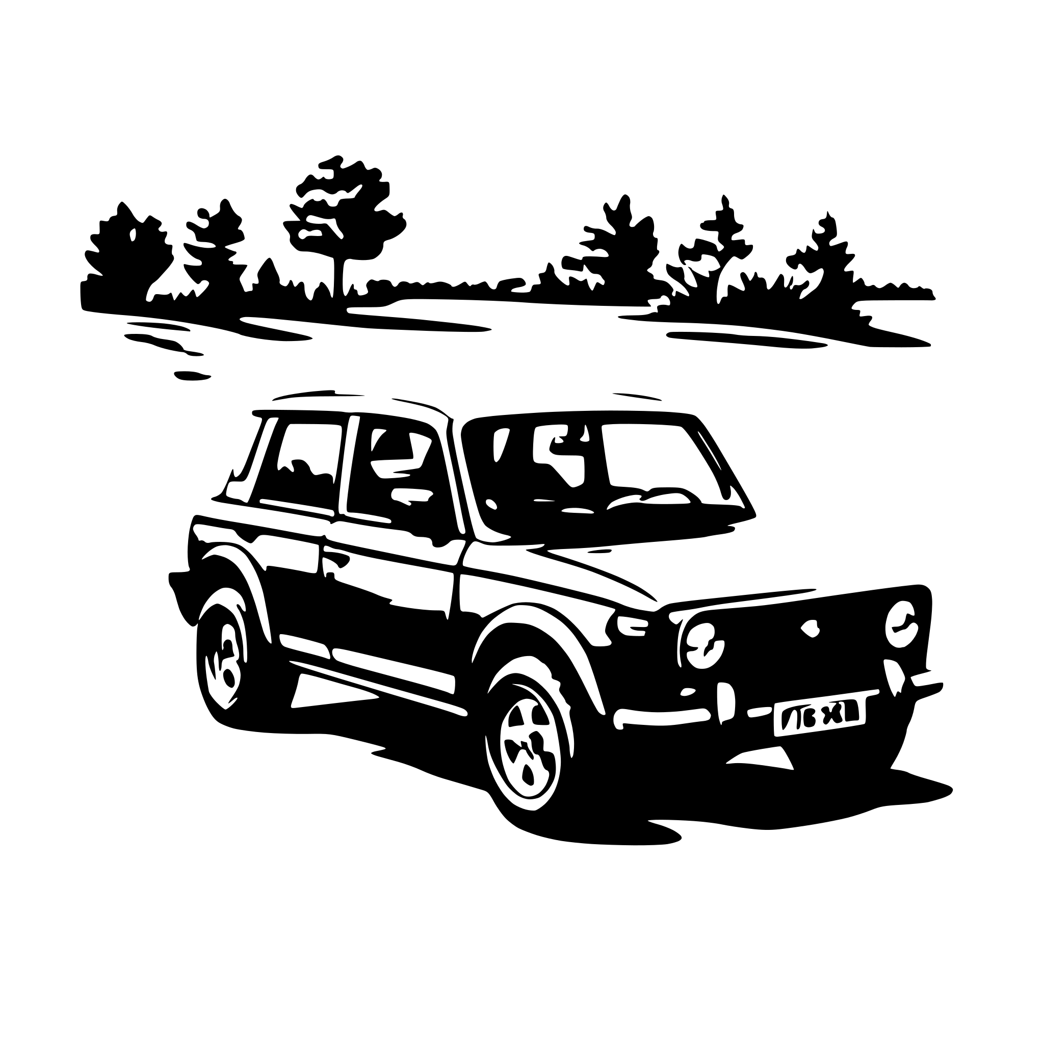 AI-generated SVG of a pencil drawing of a lada niva