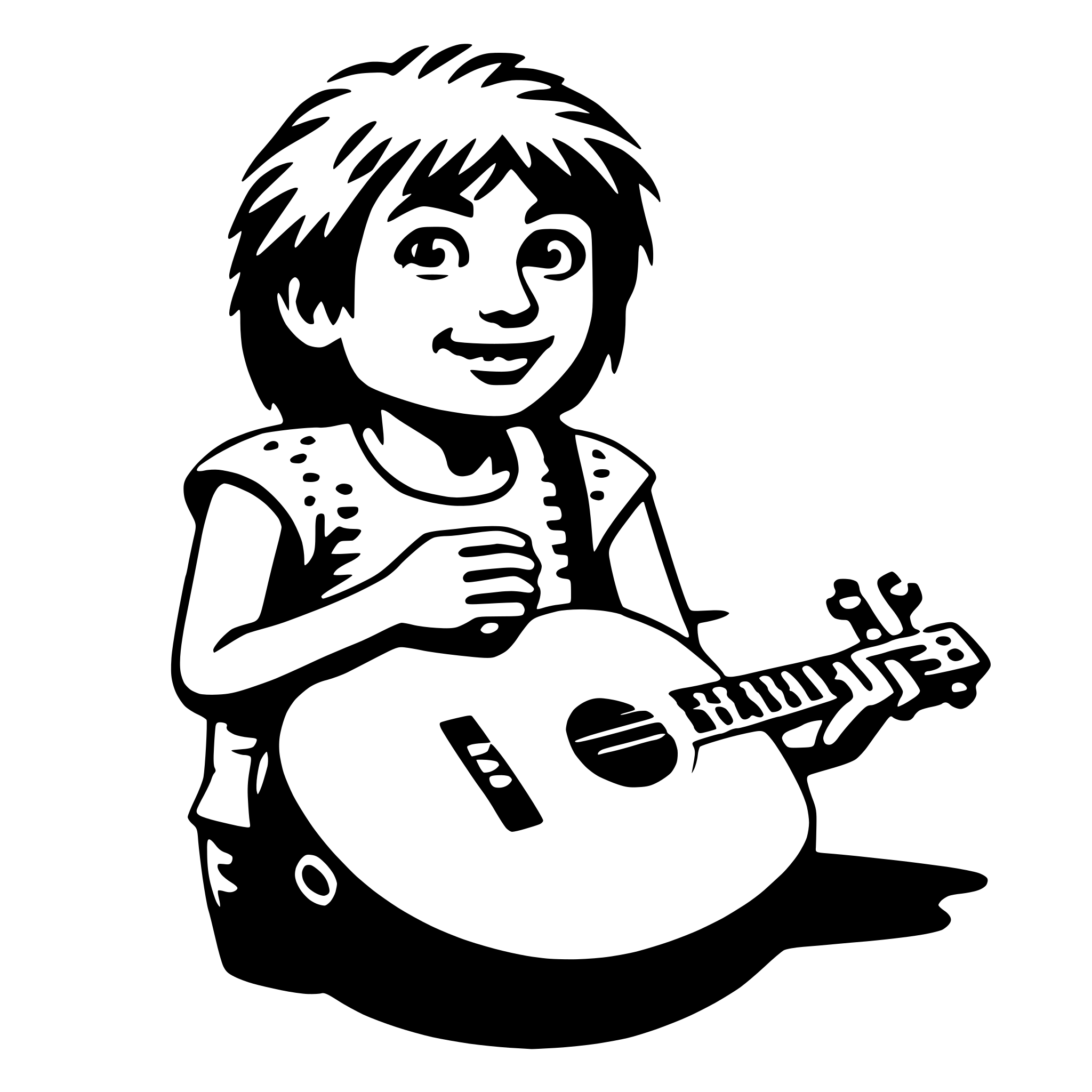 AI-generated SVG of a urchin with ukulele