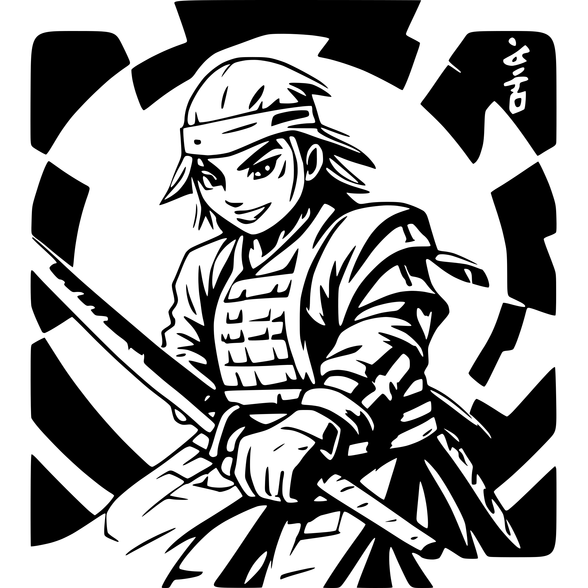 AI-generated SVG of a old samurai slashing his katana