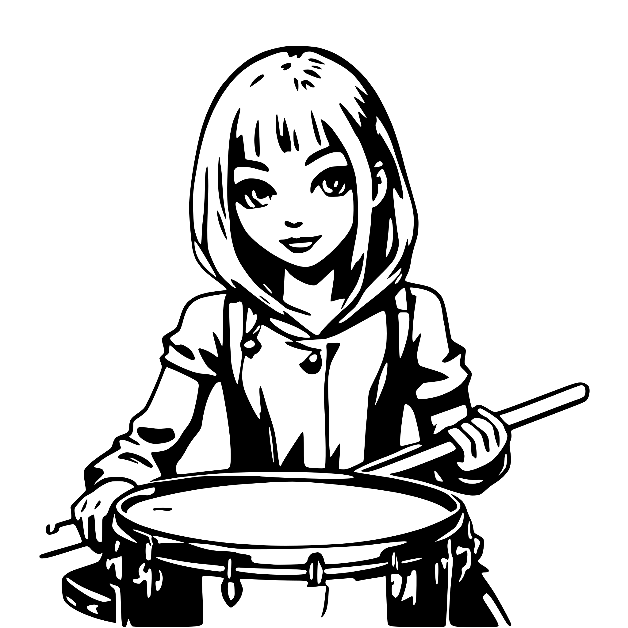 AI-generated SVG of a girl drummer