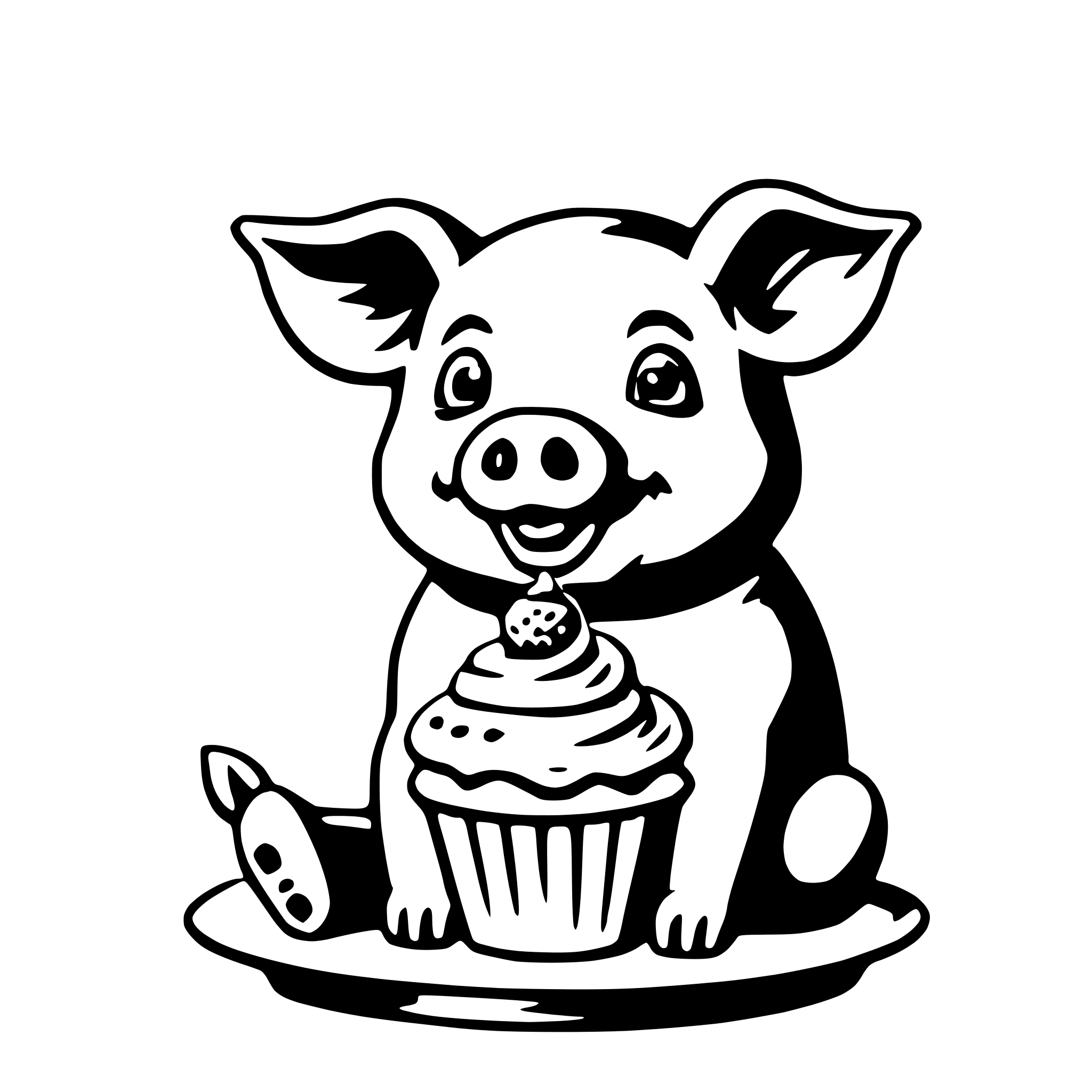 AI-generated SVG of 'pig with cupcake'