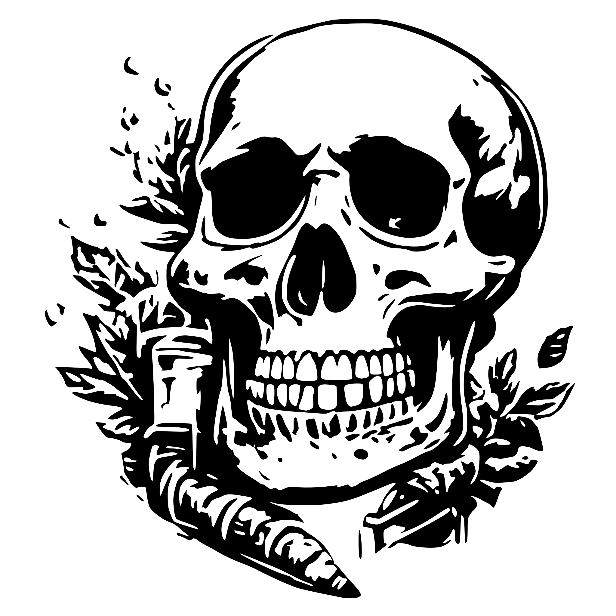 AI-generated SVG of 'a skull smoking cigar'
